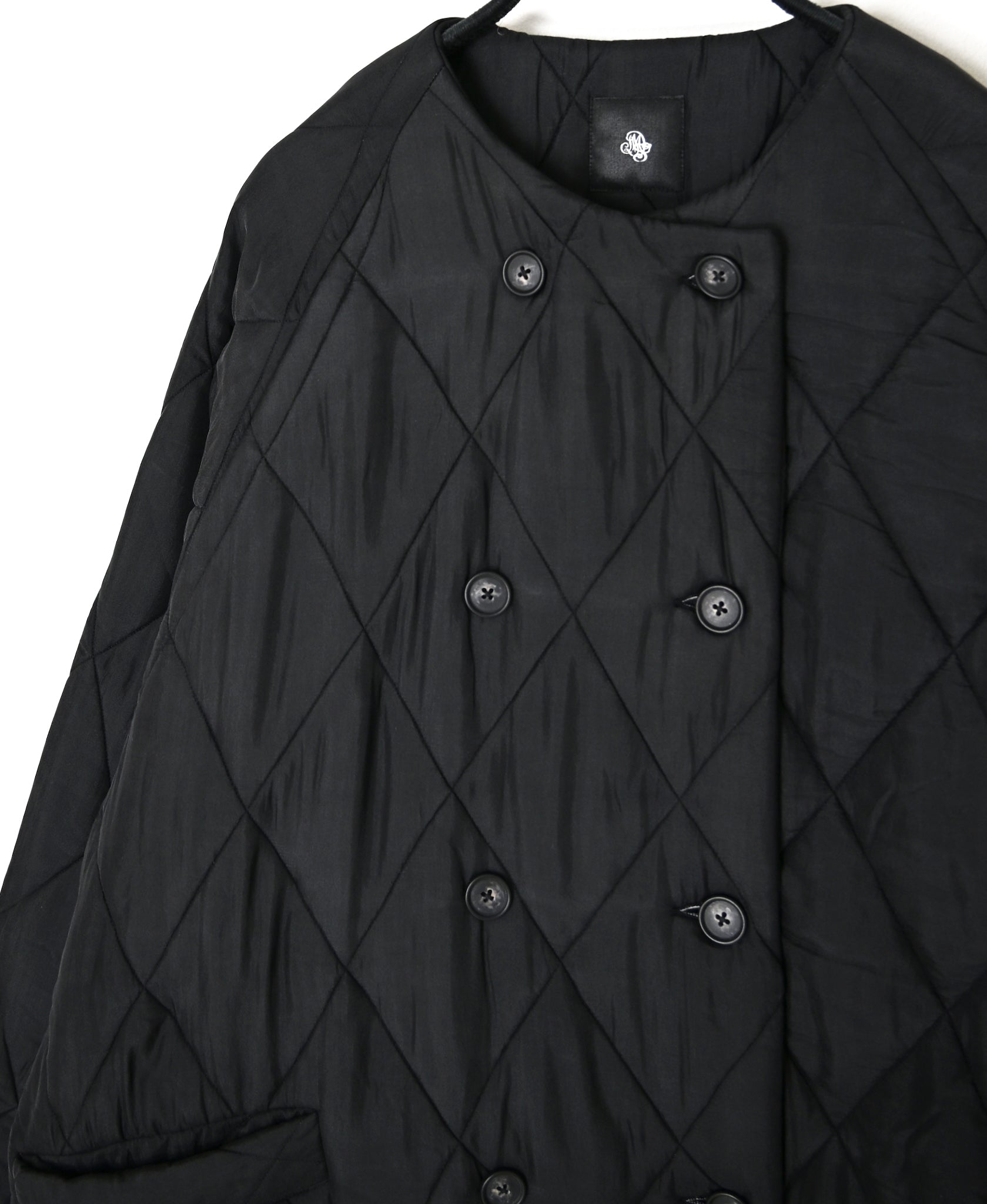 NMDS26552 BANGALORE SILK PLAIN PADDED NO COLLAR DOUBLE COAT