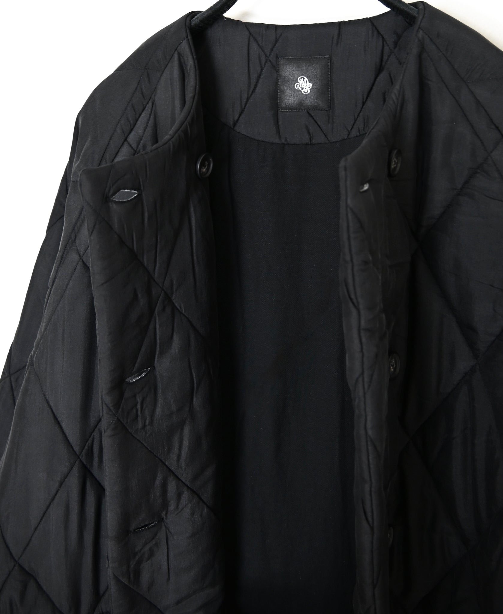 NMDS26552 BANGALORE SILK PLAIN PADDED NO COLLAR DOUBLE COAT