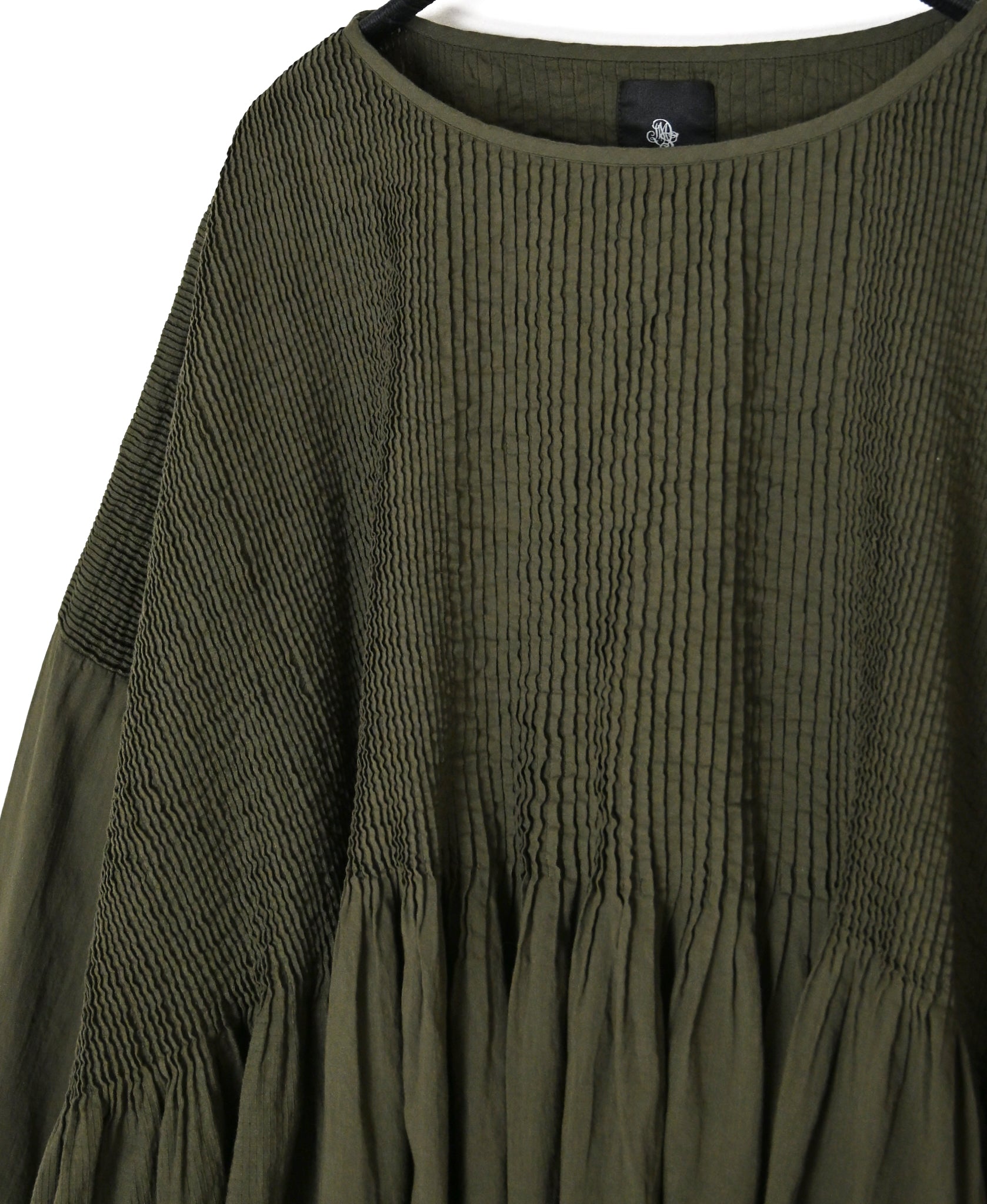 NMDS26601D ORGANIC MICRO CHK&VOILE PLAIN PATCHWORK OVERDYE MINI PINTUCK PULLOVER