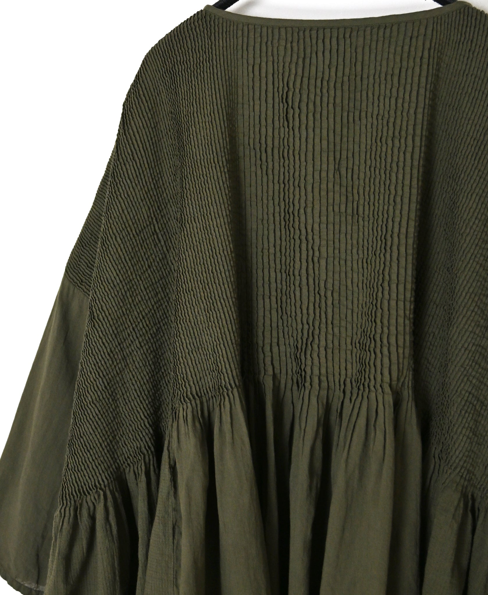 NMDS26601D ORGANIC MICRO CHK&VOILE PLAIN PATCHWORK OVERDYE MINI PINTUCK PULLOVER