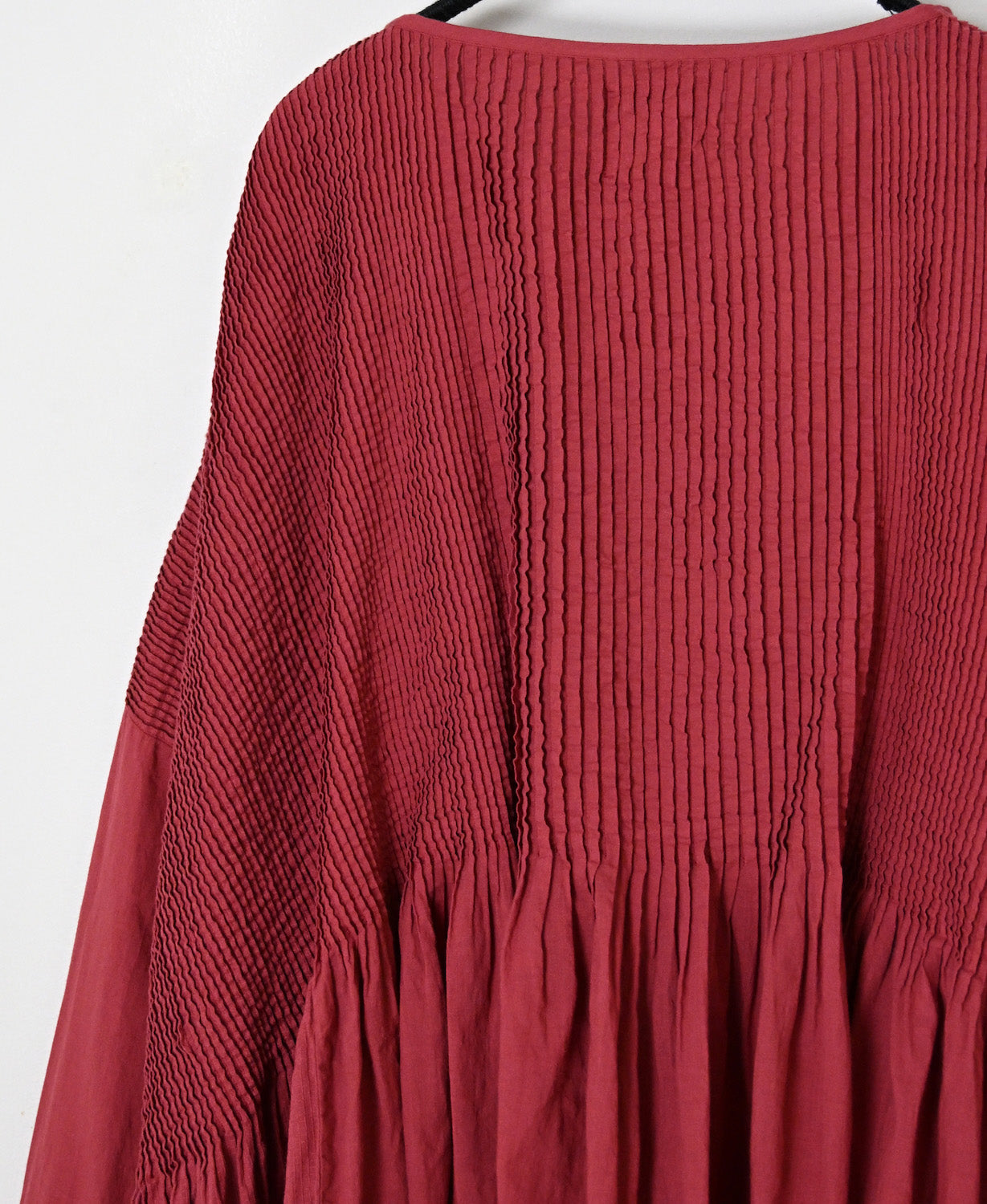 NMDS26601D ORGANIC MICRO CHK&VOILE PLAIN PATCHWORK OVERDYE MINI PINTUCK PULLOVER