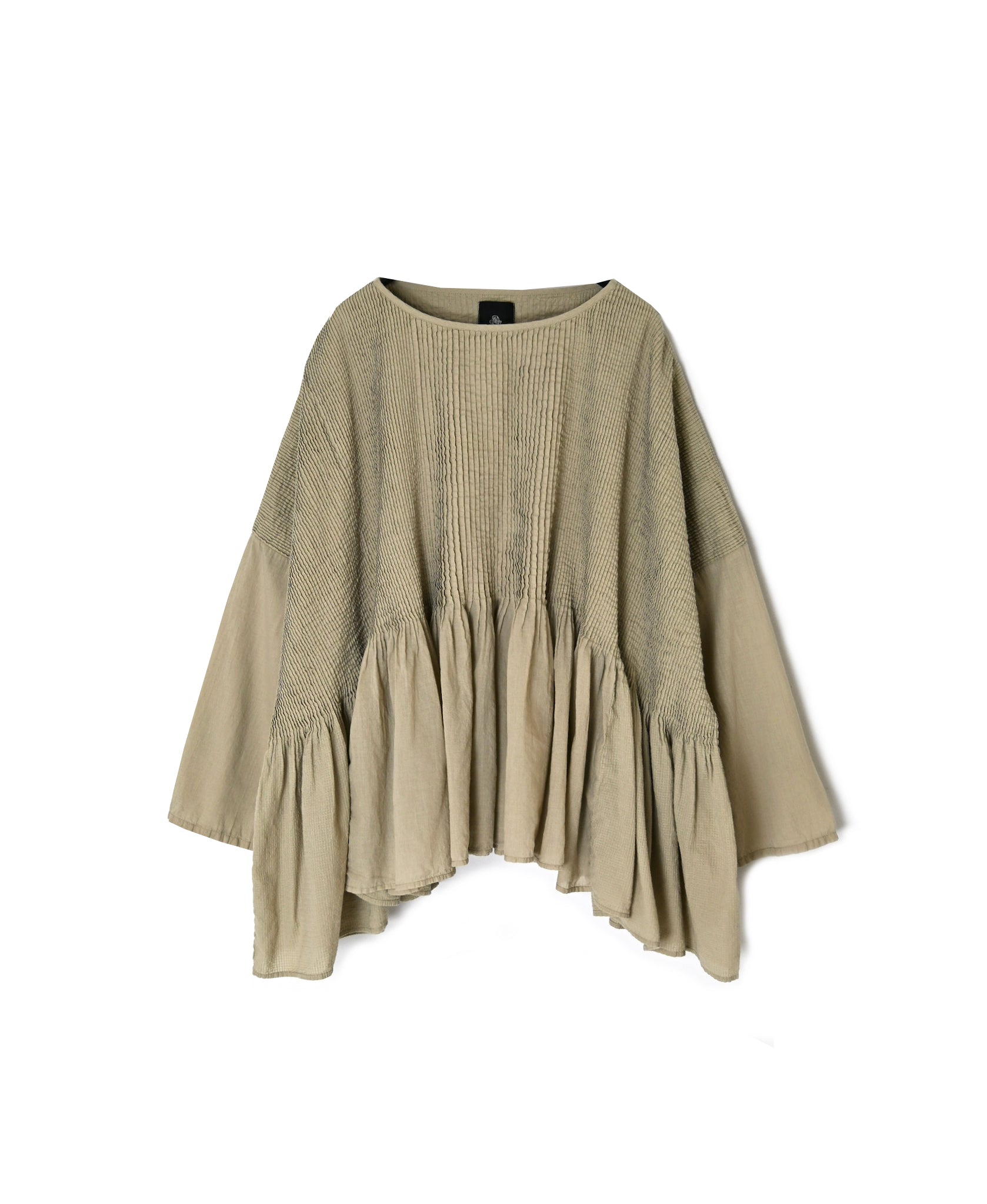 NMDS26601D ORGANIC MICRO CHK&VOILE PLAIN PATCHWORK OVERDYE MINI PINTUCK PULLOVER