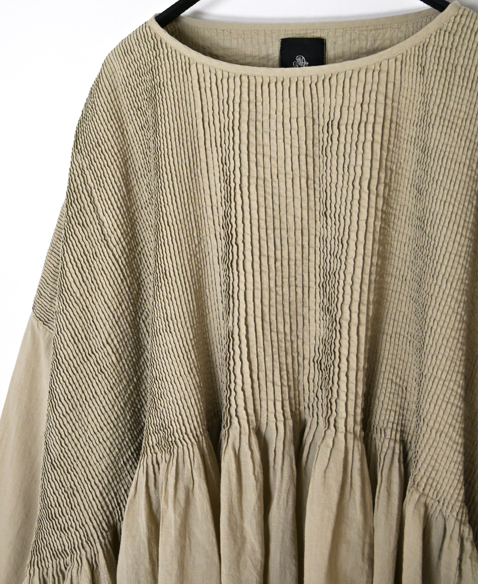 NMDS26601D ORGANIC MICRO CHK&VOILE PLAIN PATCHWORK OVERDYE MINI PINTUCK PULLOVER