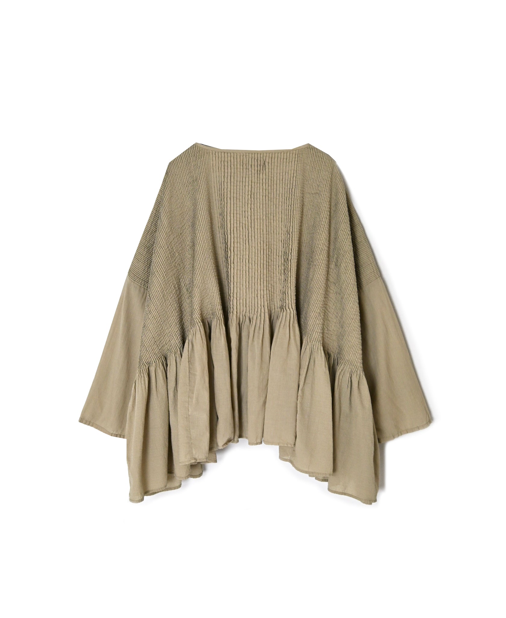 NMDS26601D ORGANIC MICRO CHK&VOILE PLAIN PATCHWORK OVERDYE MINI PINTUCK PULLOVER