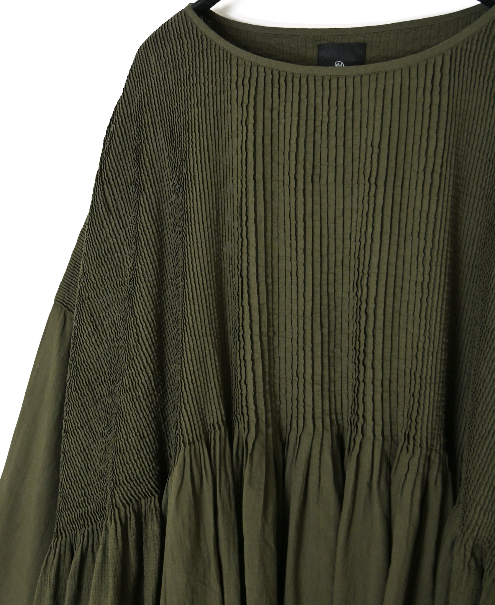 NMDS26602D ORGANIC MICRO CHK&VOILE PLAIN PATCHWORK OVERDYE PINTUCK PULLOVER DRESS