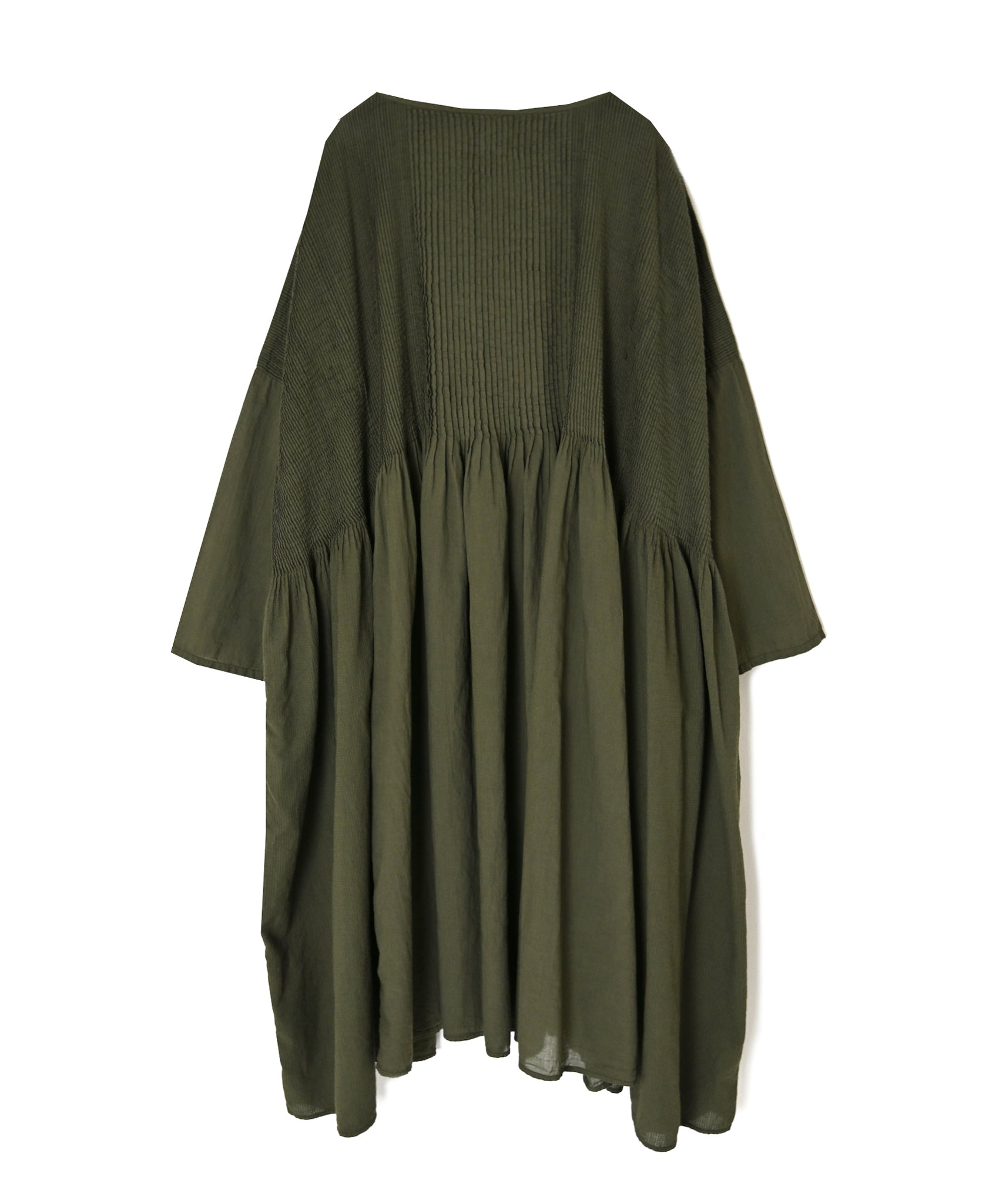 NMDS26602D ORGANIC MICRO CHK&VOILE PLAIN PATCHWORK OVERDYE PINTUCK PULLOVER DRESS