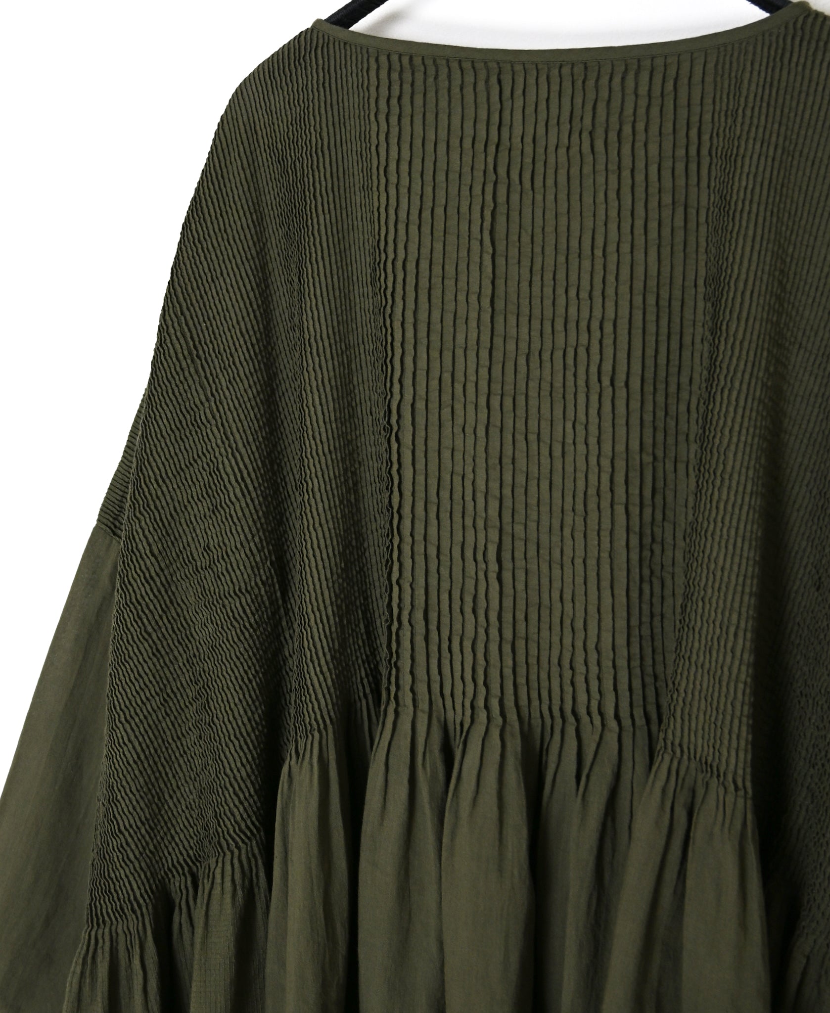 NMDS26602D ORGANIC MICRO CHK&VOILE PLAIN PATCHWORK OVERDYE PINTUCK PULLOVER DRESS