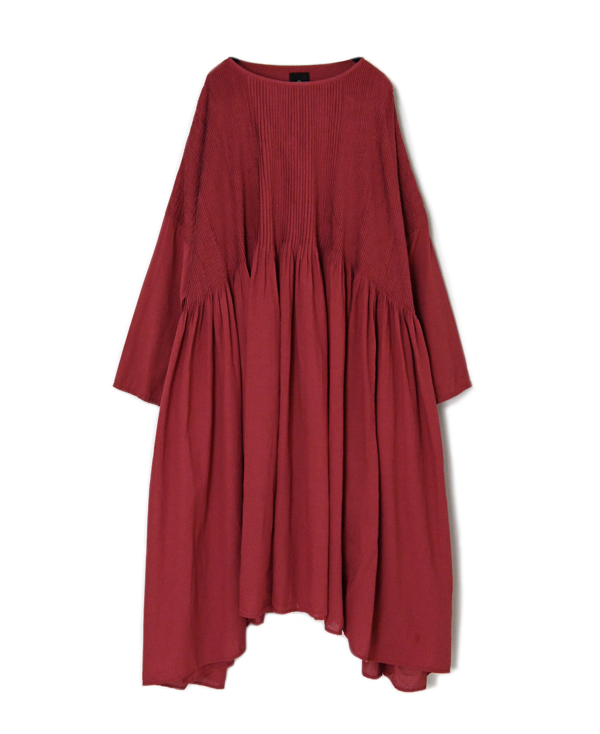 NMDS26602D ORGANIC MICRO CHK&VOILE PLAIN PATCHWORK OVERDYE PINTUCK PULLOVER DRESS