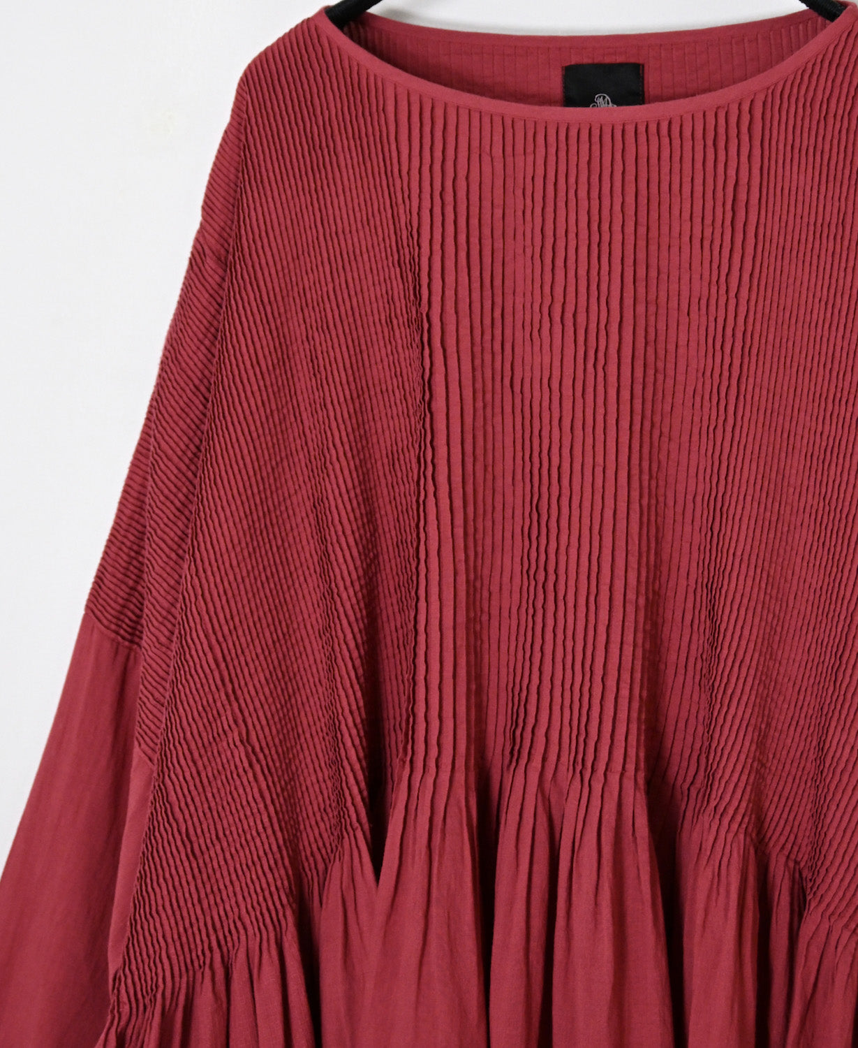 NMDS26602D ORGANIC MICRO CHK&VOILE PLAIN PATCHWORK OVERDYE PINTUCK PULLOVER DRESS