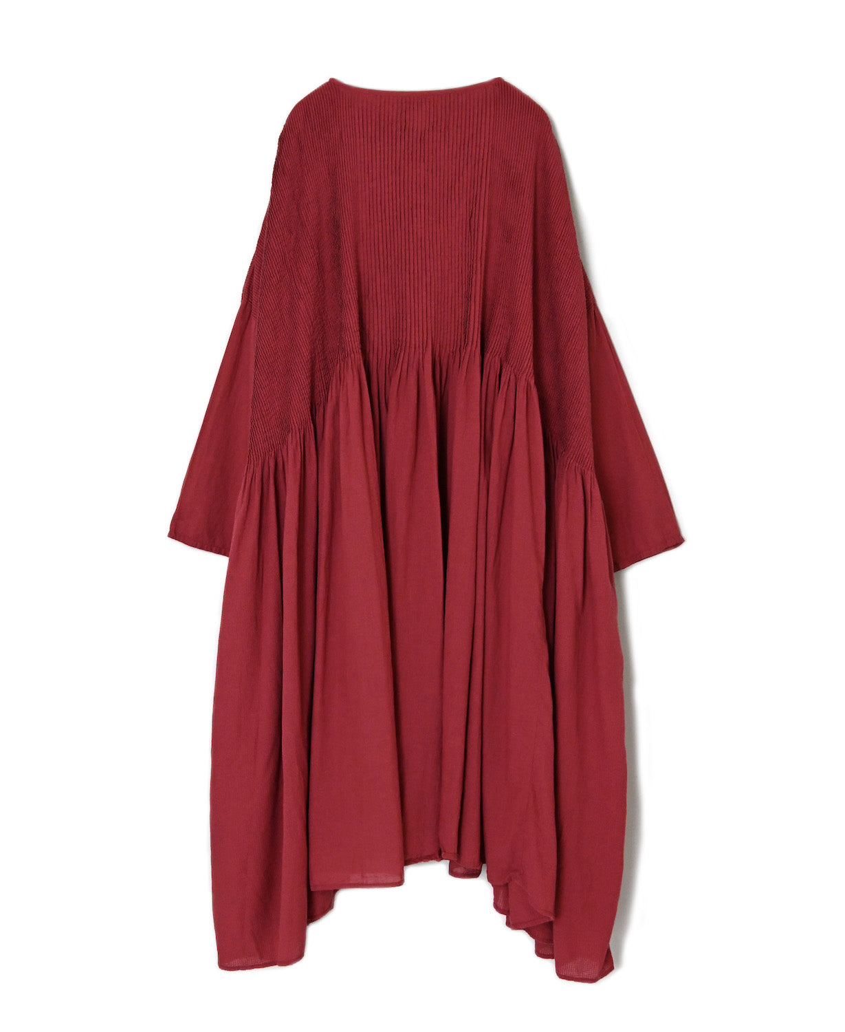 NMDS26602D ORGANIC MICRO CHK&VOILE PLAIN PATCHWORK OVERDYE PINTUCK PULLOVER DRESS
