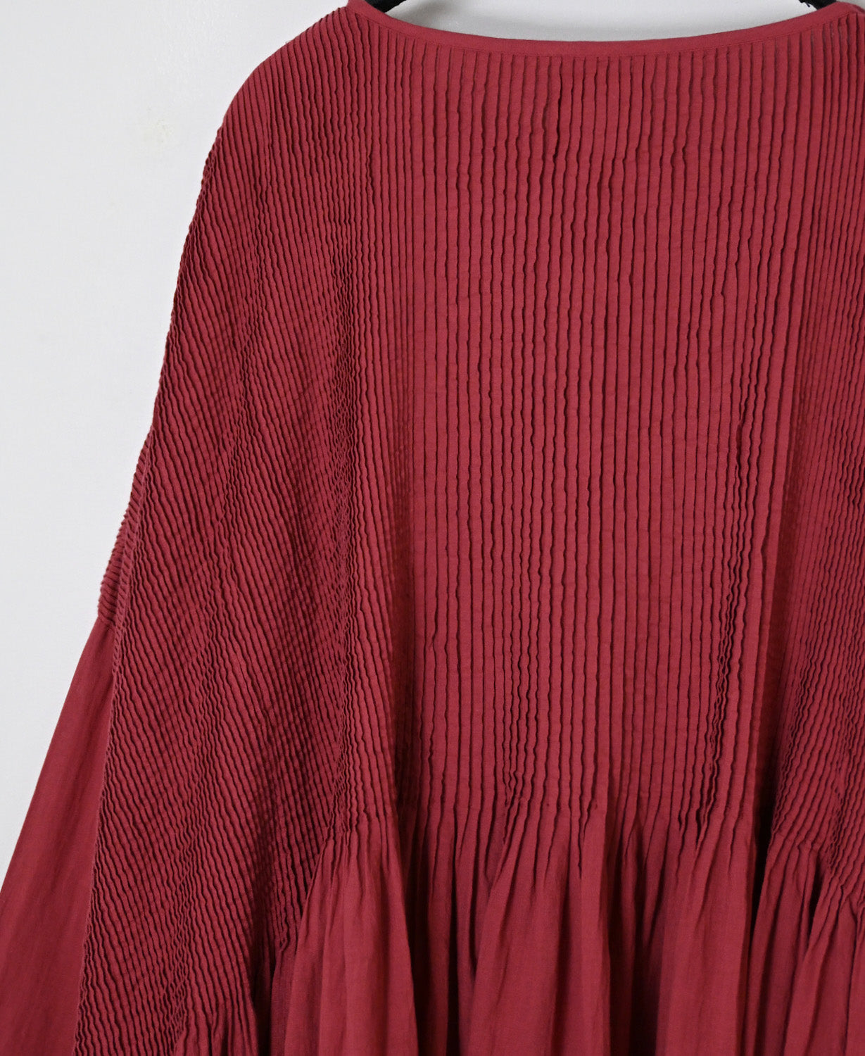 NMDS26602D ORGANIC MICRO CHK&VOILE PLAIN PATCHWORK OVERDYE PINTUCK PULLOVER DRESS