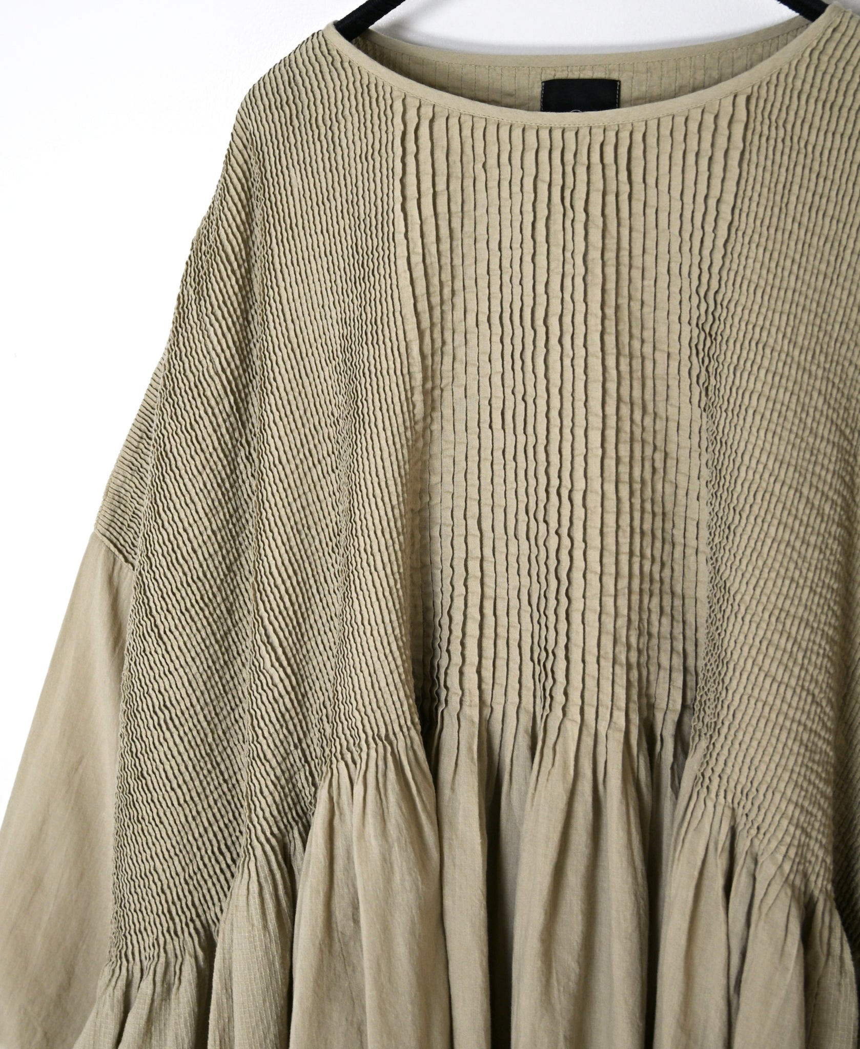 NMDS26602D ORGANIC MICRO CHK&VOILE PLAIN PATCHWORK OVERDYE PINTUCK PULLOVER DRESS