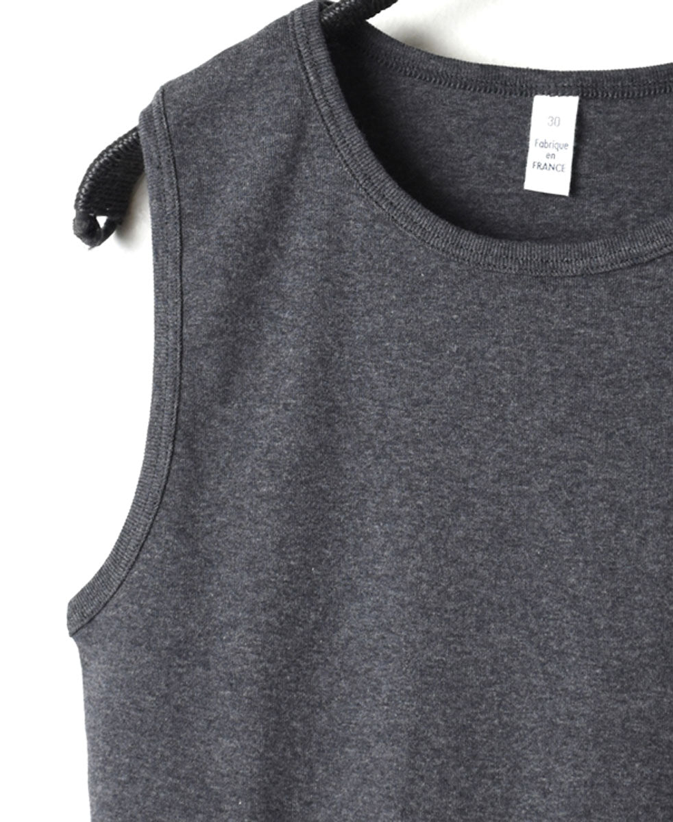 NMF1801 COTTON PEIGNE CREW-NECK SLEEVELESS