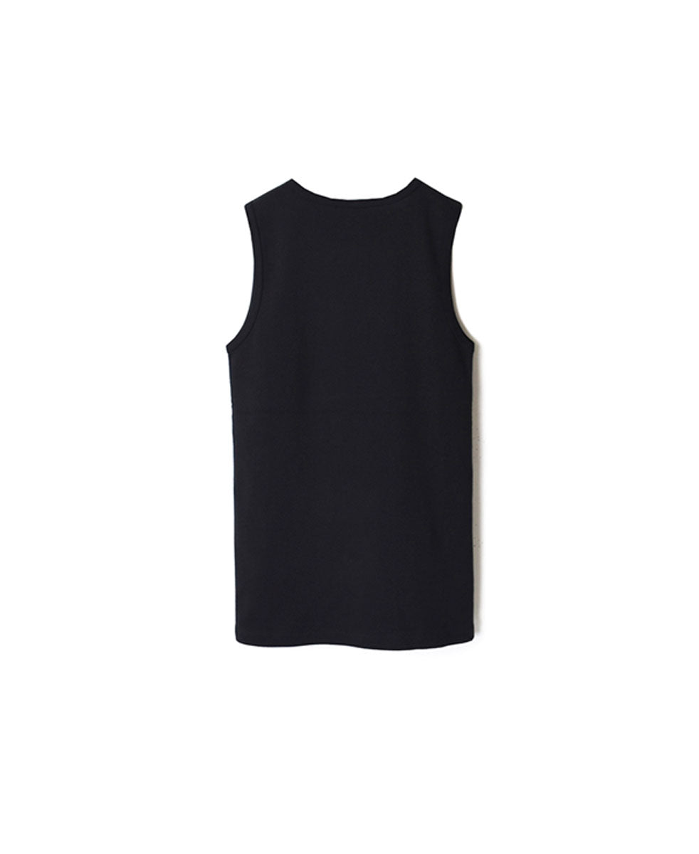 NMF1801 COTTON PEIGNE CREW-NECK SLEEVELESS