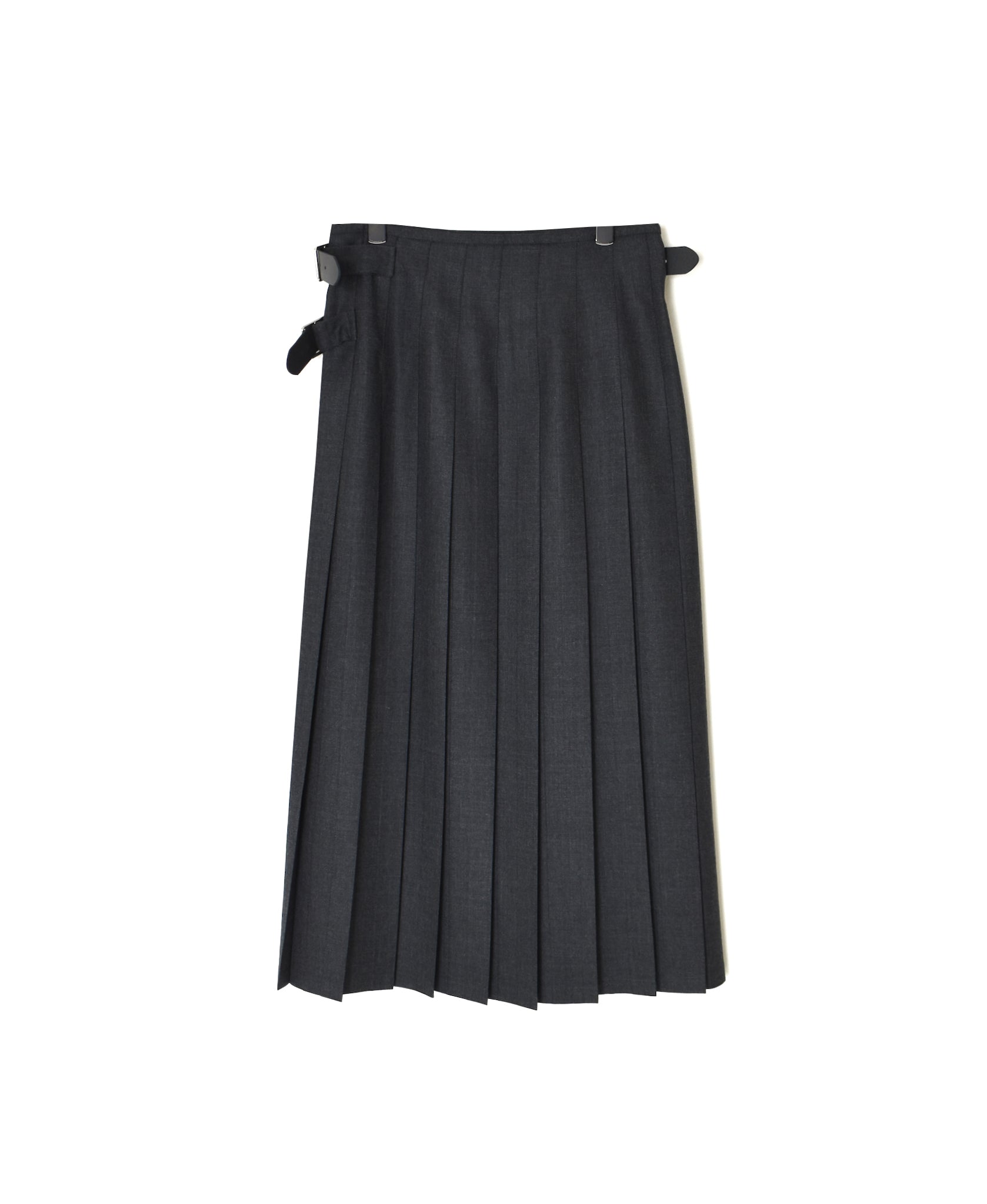 NOD2651 WORSTED WOOL LOW WAIST WIDE PLEATS WRAP SKIRT LENGTH 85cm (WITH PIN)