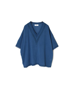 NSL24032 80s COTTON VOILE LACE V-NECK LACE S/SL PULLOVER