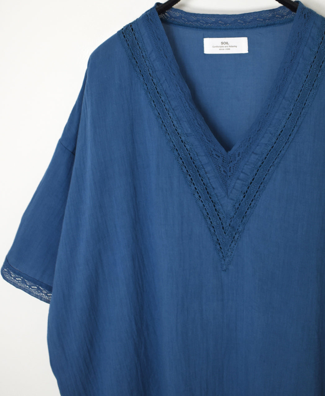 NSL24032 80s COTTON VOILE LACE V-NECK LACE S/SL PULLOVER