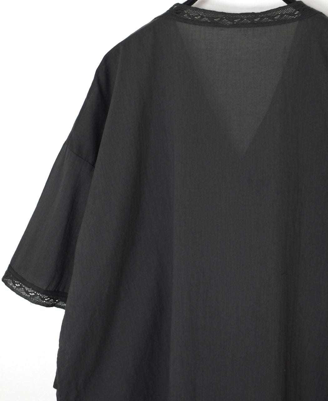 NSL24032 80s COTTON VOILE LACE V-NECK LACE S/SL PULLOVER