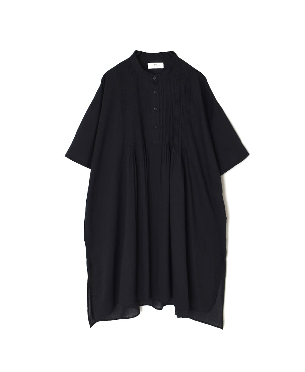 NSL26023 80s COTTON VOILE PLAIN BANDED COLLAR  S/SL PINTUCK SHIRT