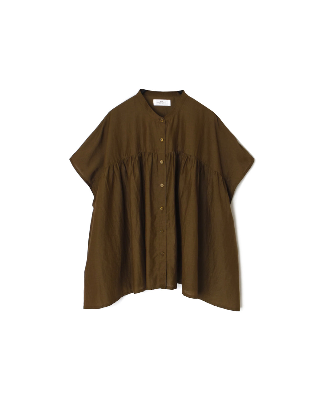 NSL26041 COTTON SILK PLAIN BANDED COLLAR FRENCH/SL SHIRT