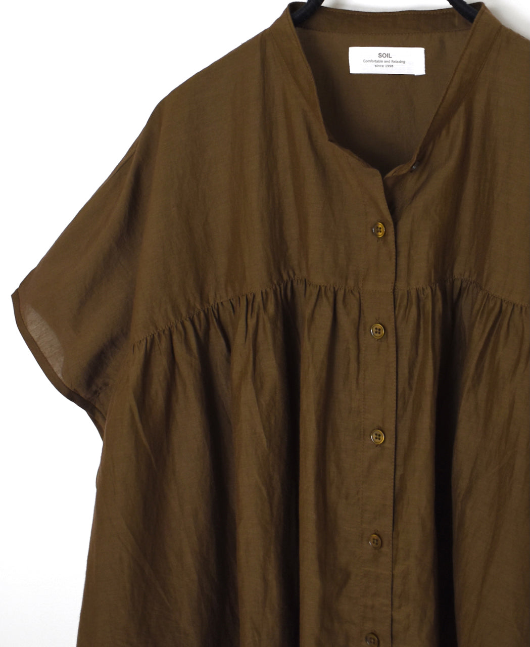 NSL26041 COTTON SILK PLAIN BANDED COLLAR FRENCH/SL SHIRT