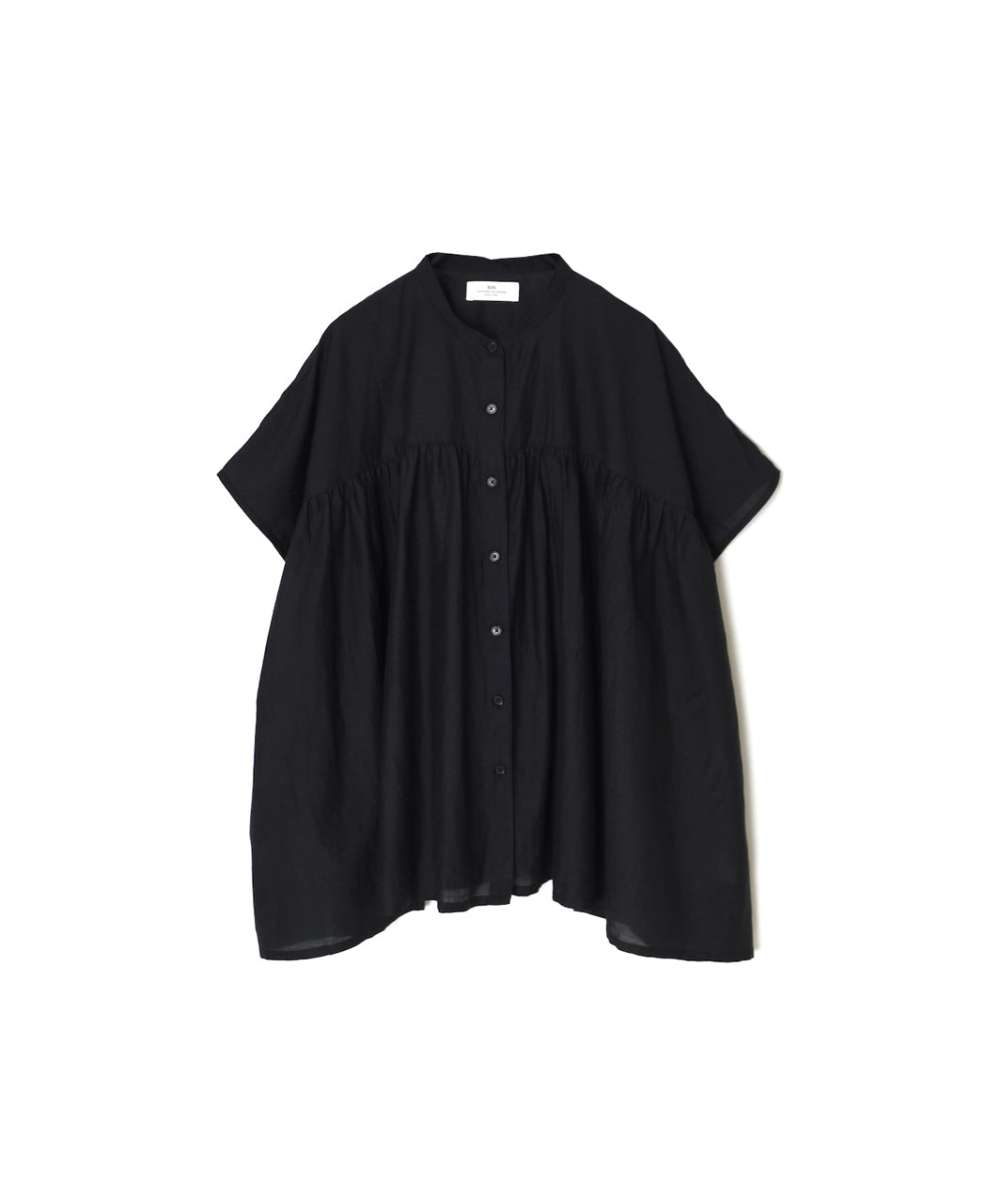 NSL26041 COTTON SILK PLAIN BANDED COLLAR FRENCH/SL SHIRT