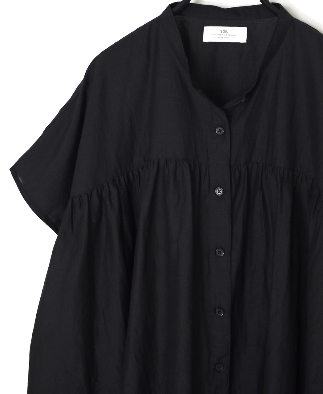 NSL26041 COTTON SILK PLAIN BANDED COLLAR FRENCH/SL SHIRT