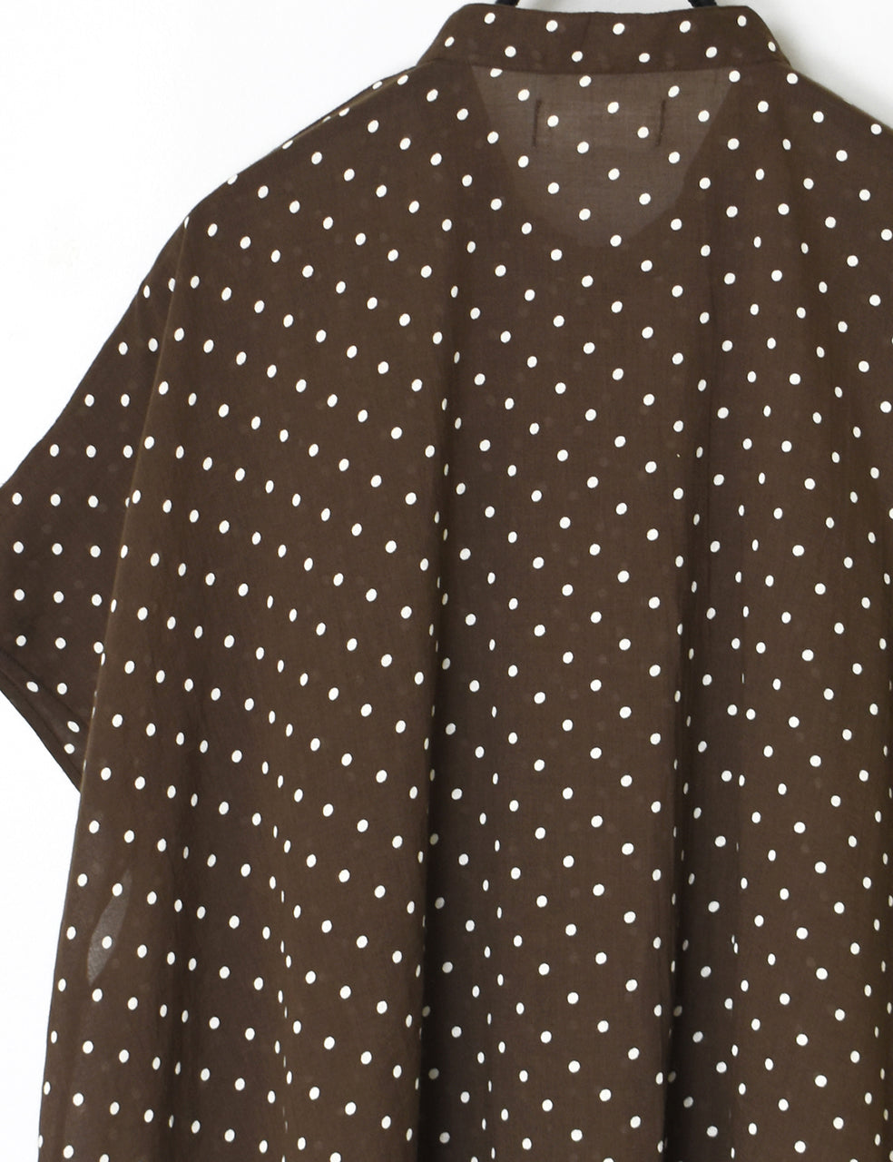 NSL26051 80s COTTON VOILE DOT PRINT BANDED COLLAR FRENCH/SL SHIRT