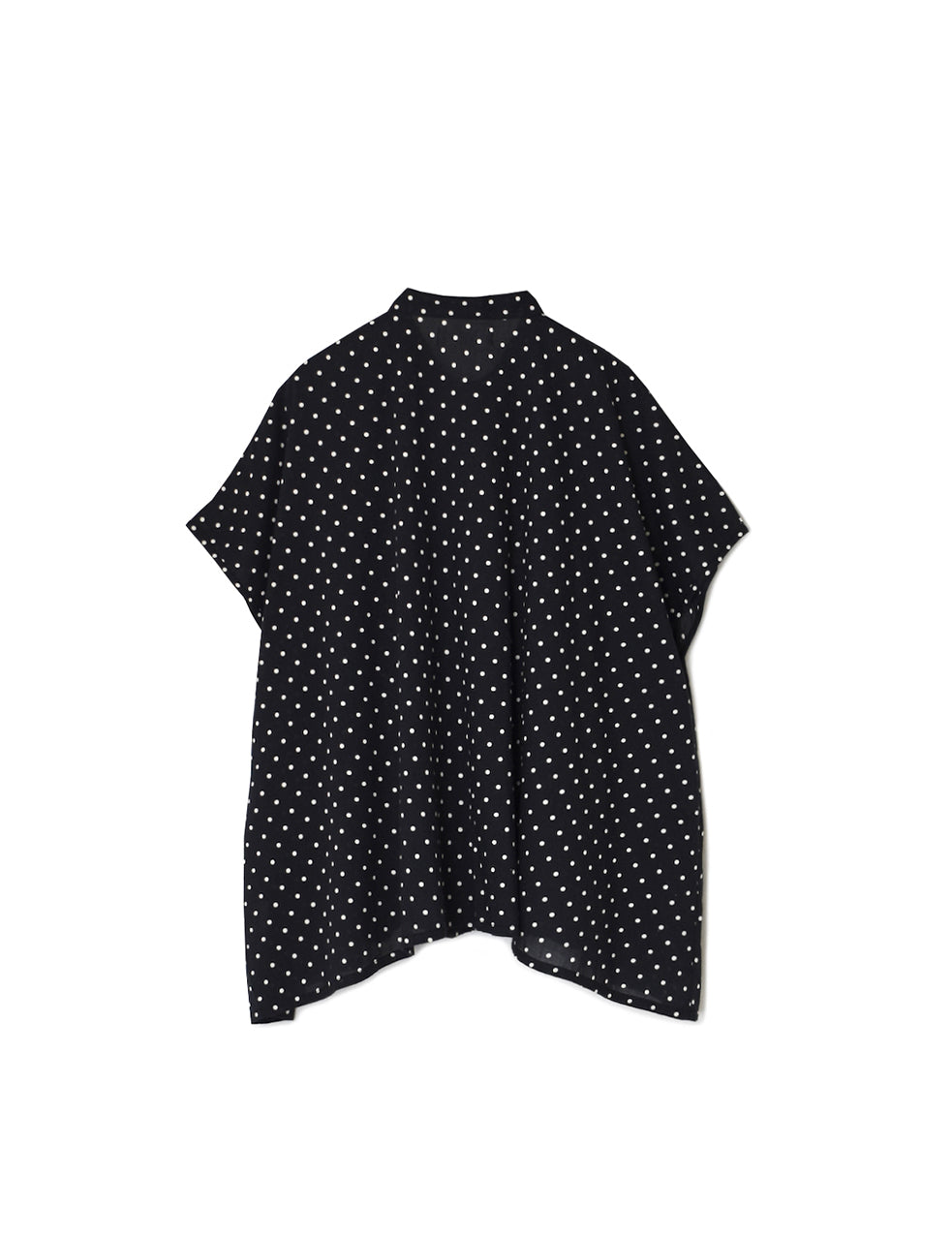 NSL26051 80s COTTON VOILE DOT PRINT BANDED COLLAR FRENCH/SL SHIRT