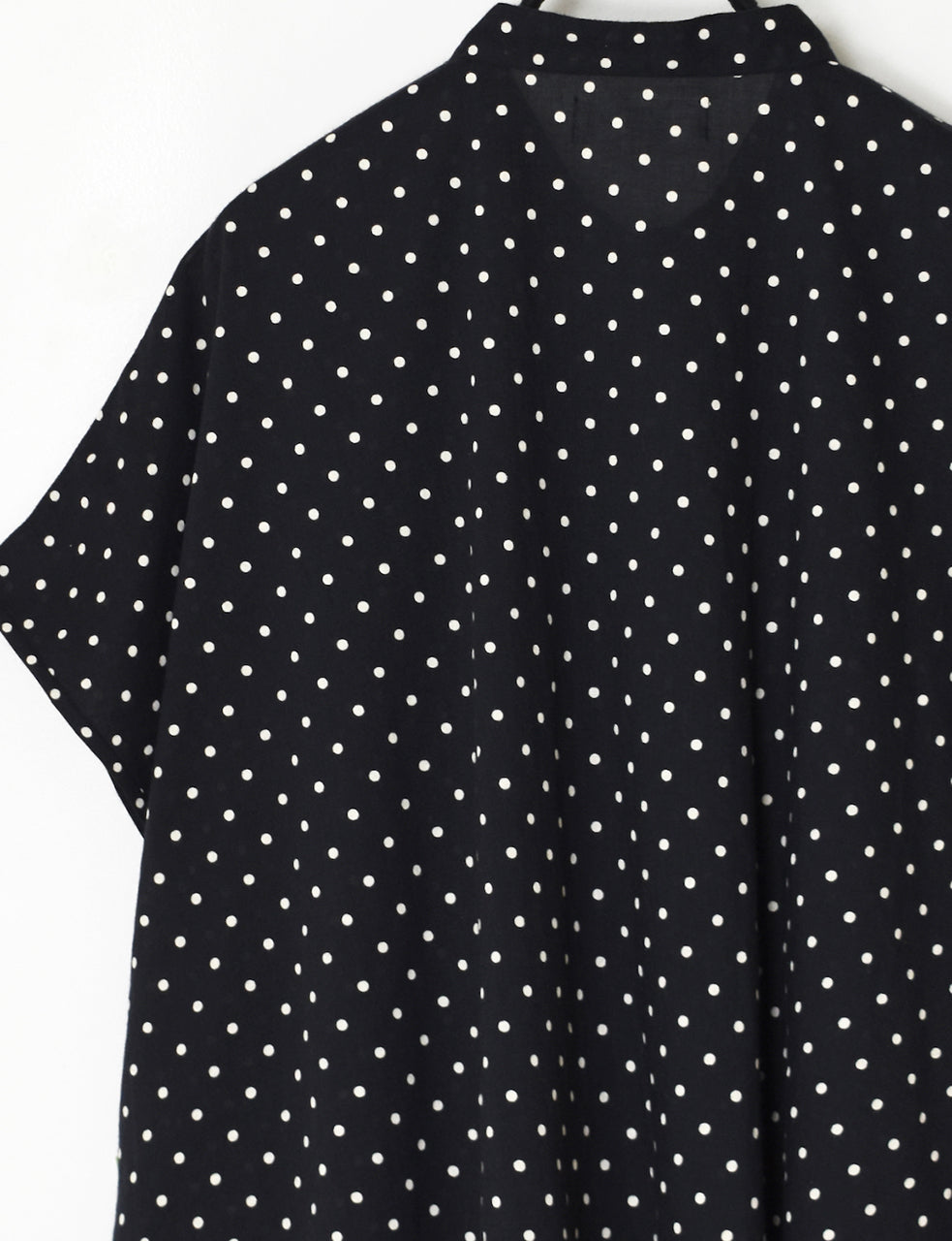 NSL26051 80s COTTON VOILE DOT PRINT BANDED COLLAR FRENCH/SL SHIRT
