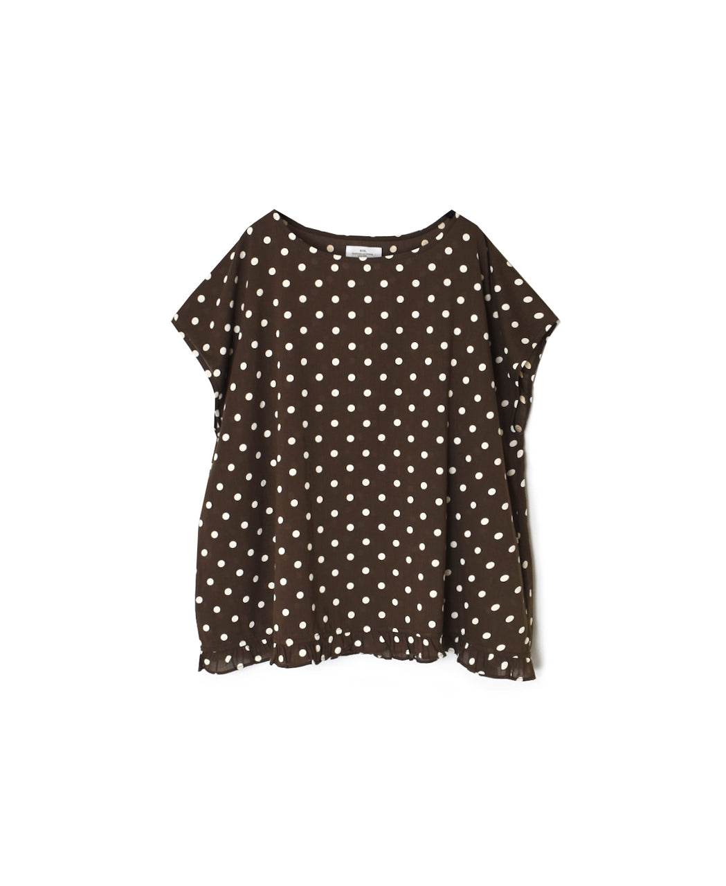 NSL26056 80s COTTON VOILE DOT PRINT HEM FRILL GATHERED SMOCK