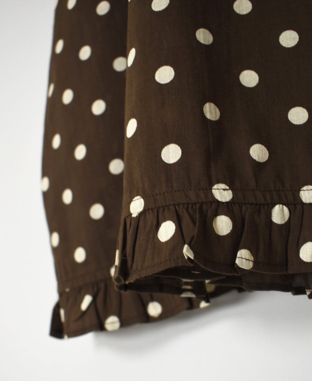 NSL26056 80s COTTON VOILE DOT PRINT HEM FRILL GATHERED SMOCK