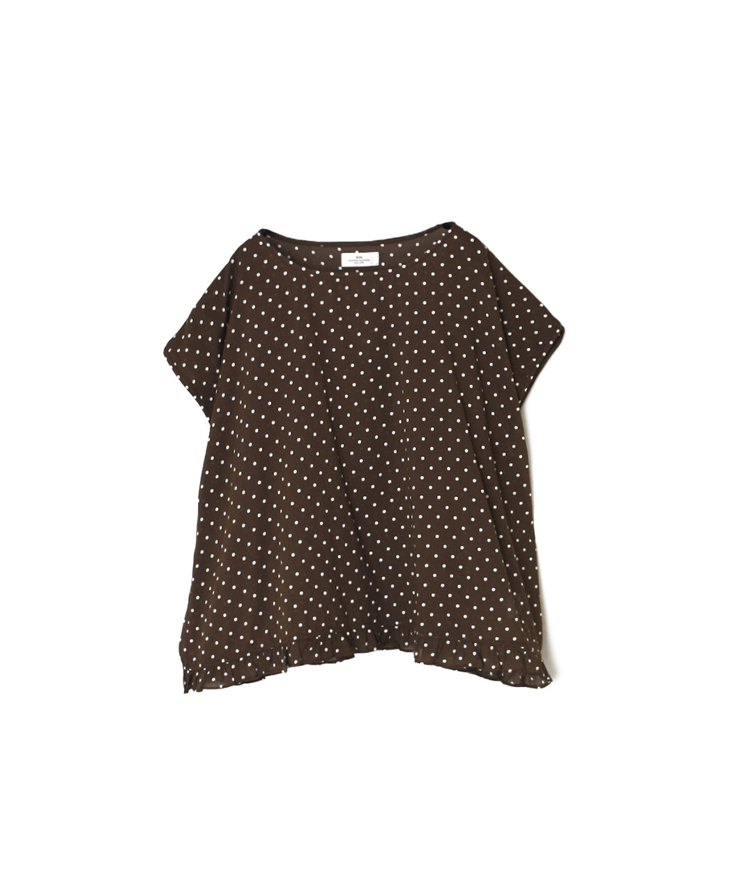 NSL26056 80s COTTON VOILE DOT PRINT HEM FRILL GATHERED SMOCK