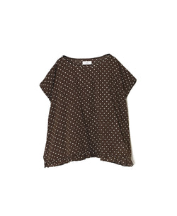 NSL26056 80s COTTON VOILE DOT PRINT HEM FRILL GATHERED SMOCK