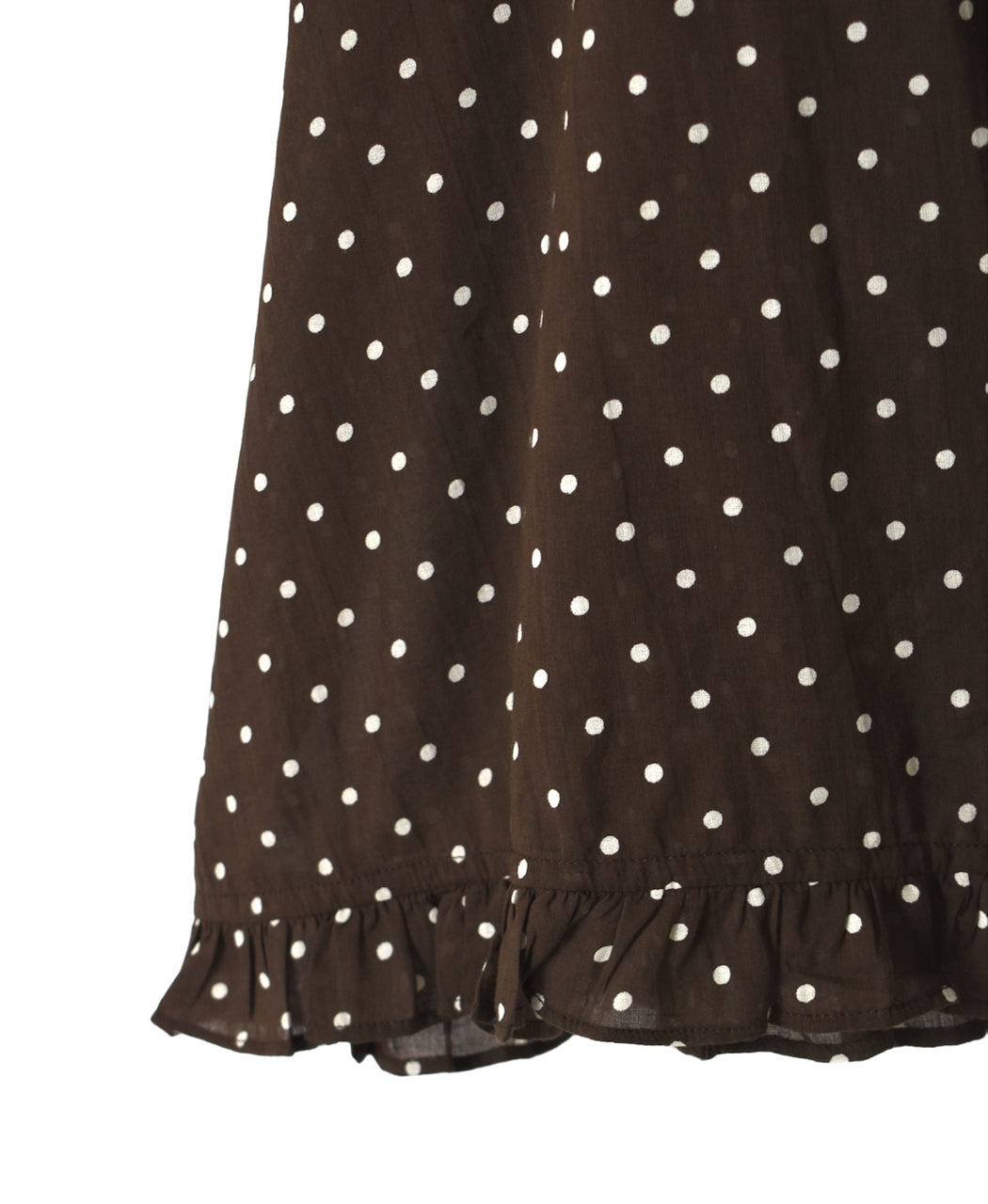 NSL26056 80s COTTON VOILE DOT PRINT HEM FRILL GATHERED SMOCK