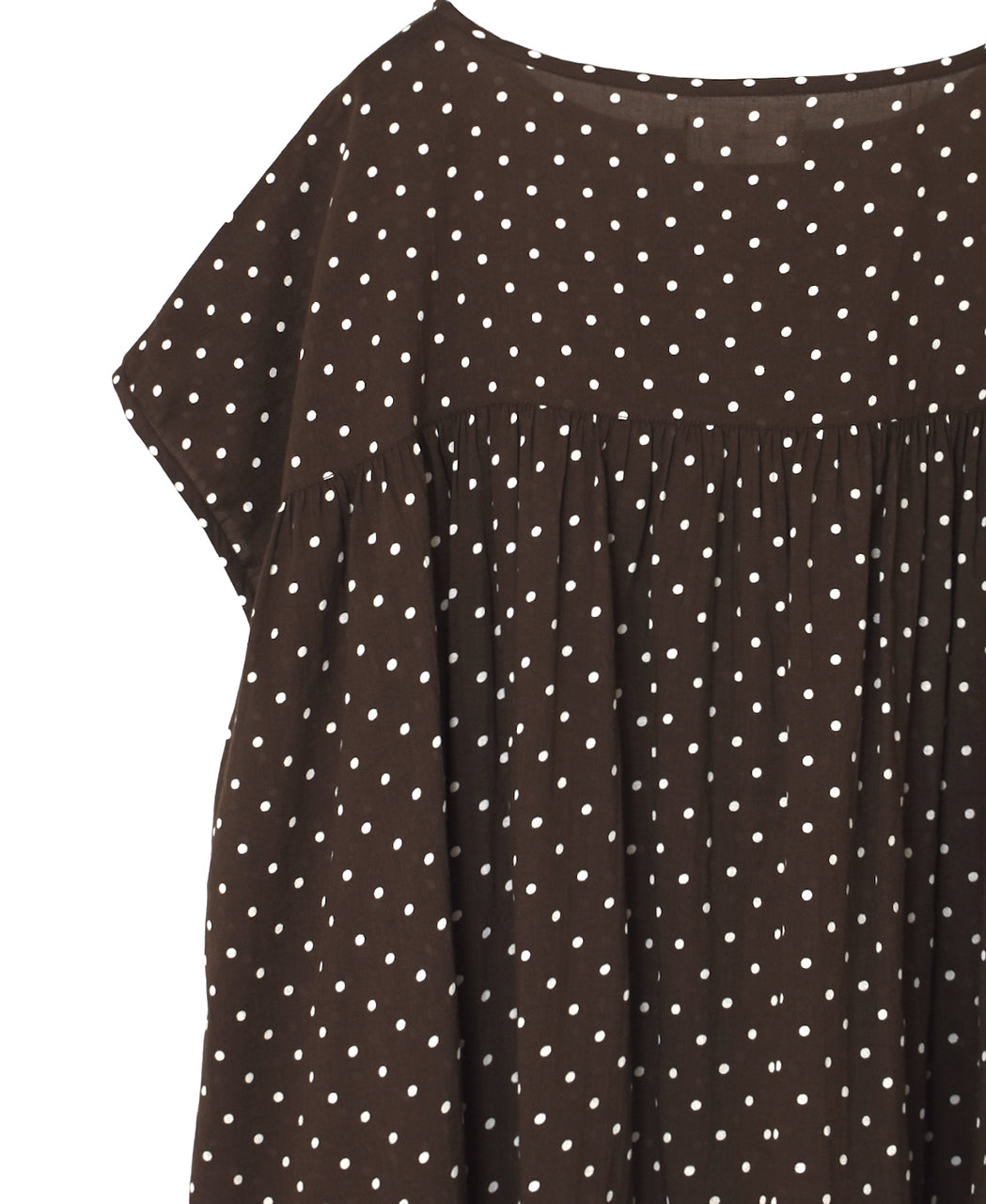 NSL26056 80s COTTON VOILE DOT PRINT HEM FRILL GATHERED SMOCK