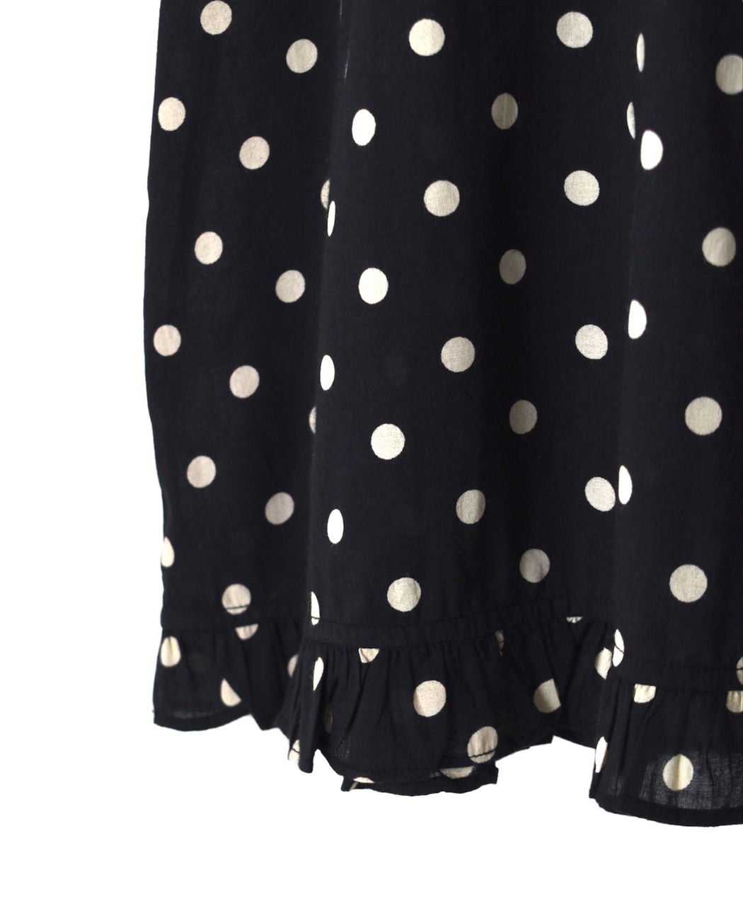 NSL26056 80s COTTON VOILE DOT PRINT HEM FRILL GATHERED SMOCK