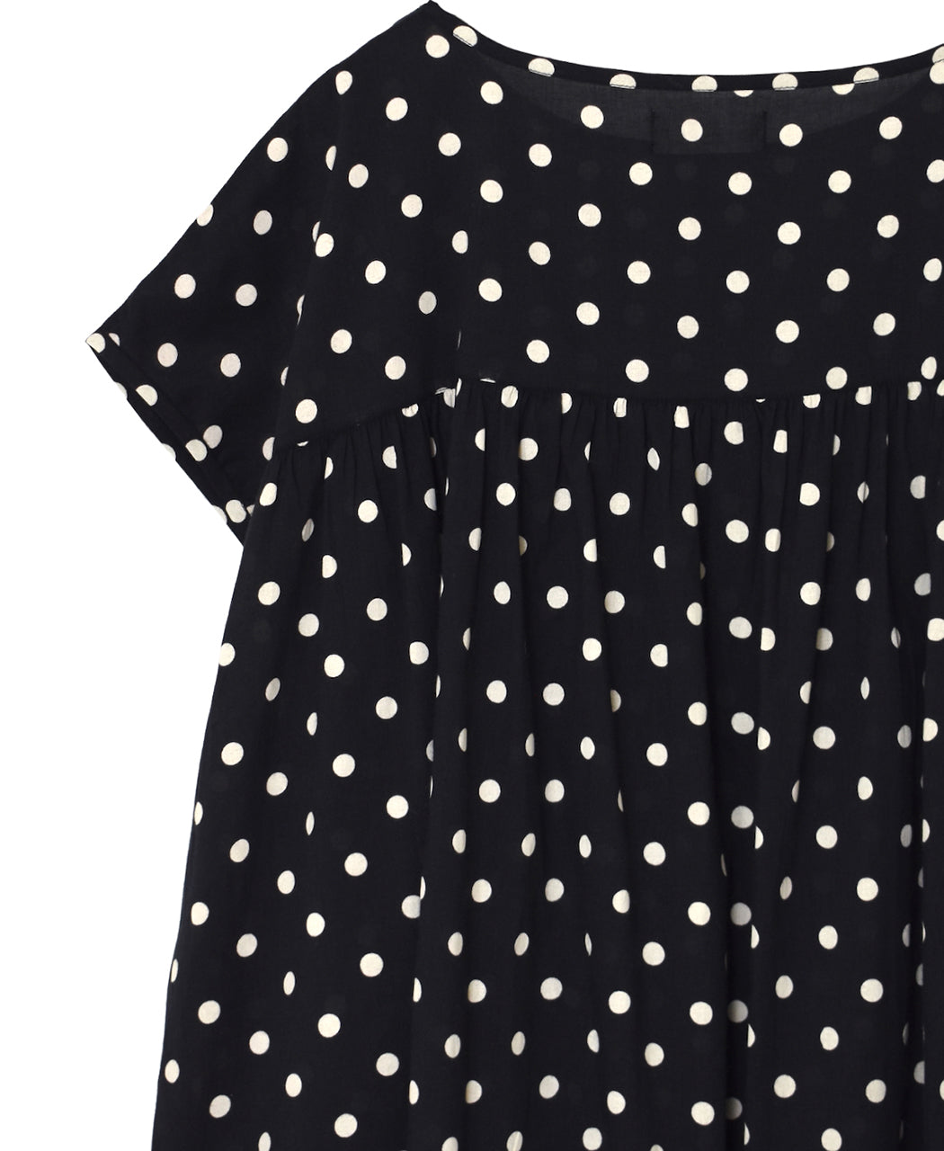 NSL26056 80s COTTON VOILE DOT PRINT HEM FRILL GATHERED SMOCK