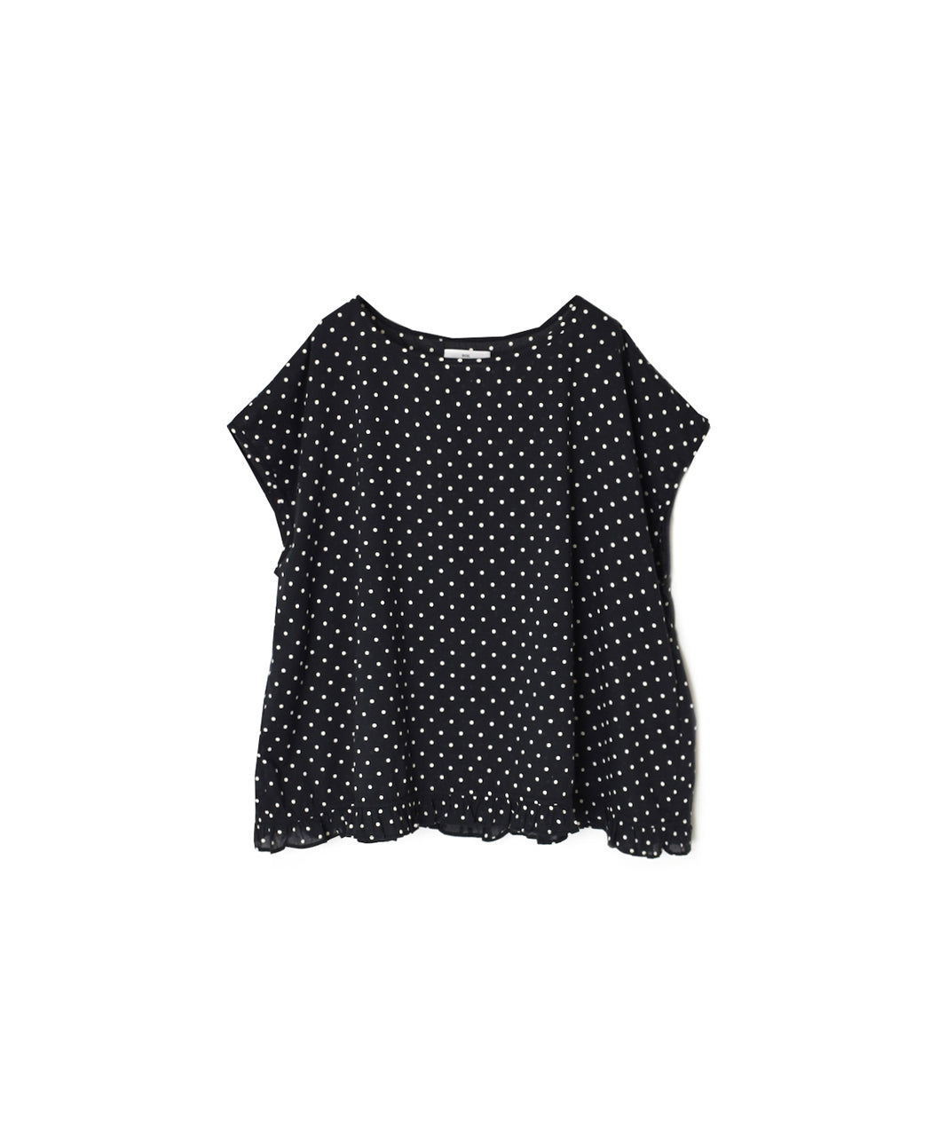 NSL26056 80s COTTON VOILE DOT PRINT HEM FRILL GATHERED SMOCK