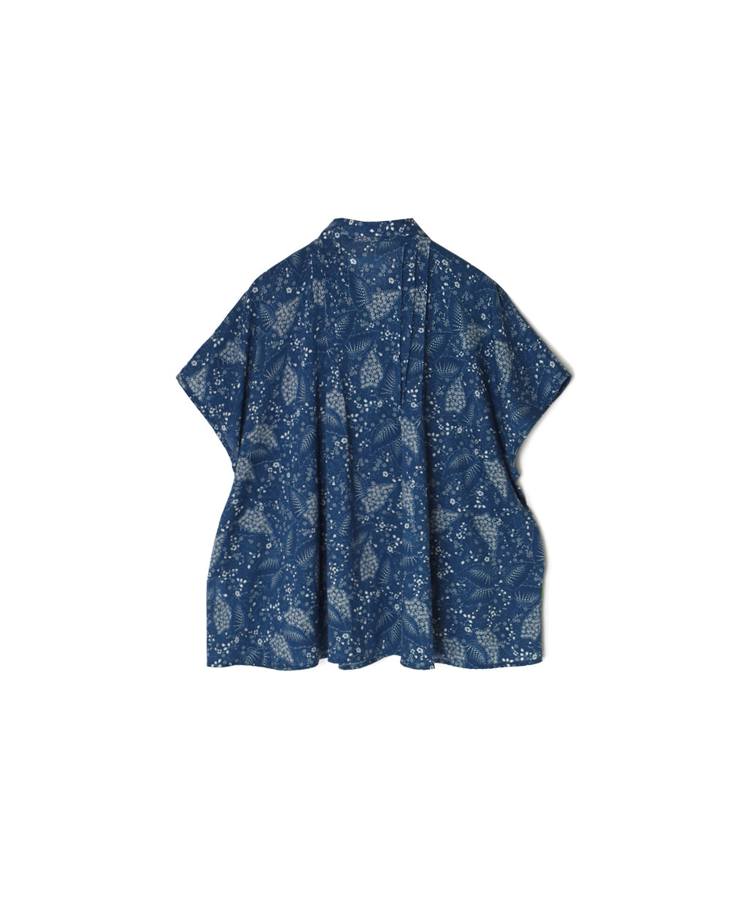 NSL26061 80s VOILE LEAF & FLOWER PRINT REGULAR COLLAR FRENCH/SL PINTUCK SHIRT