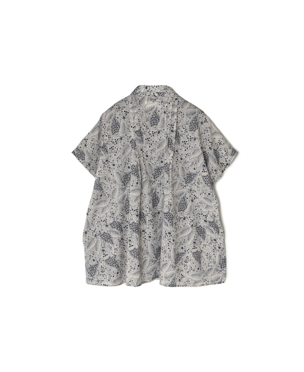 NSL26061 80s VOILE LEAF & FLOWER PRINT REGULAR COLLAR FRENCH/SL PINTUCK SHIRT