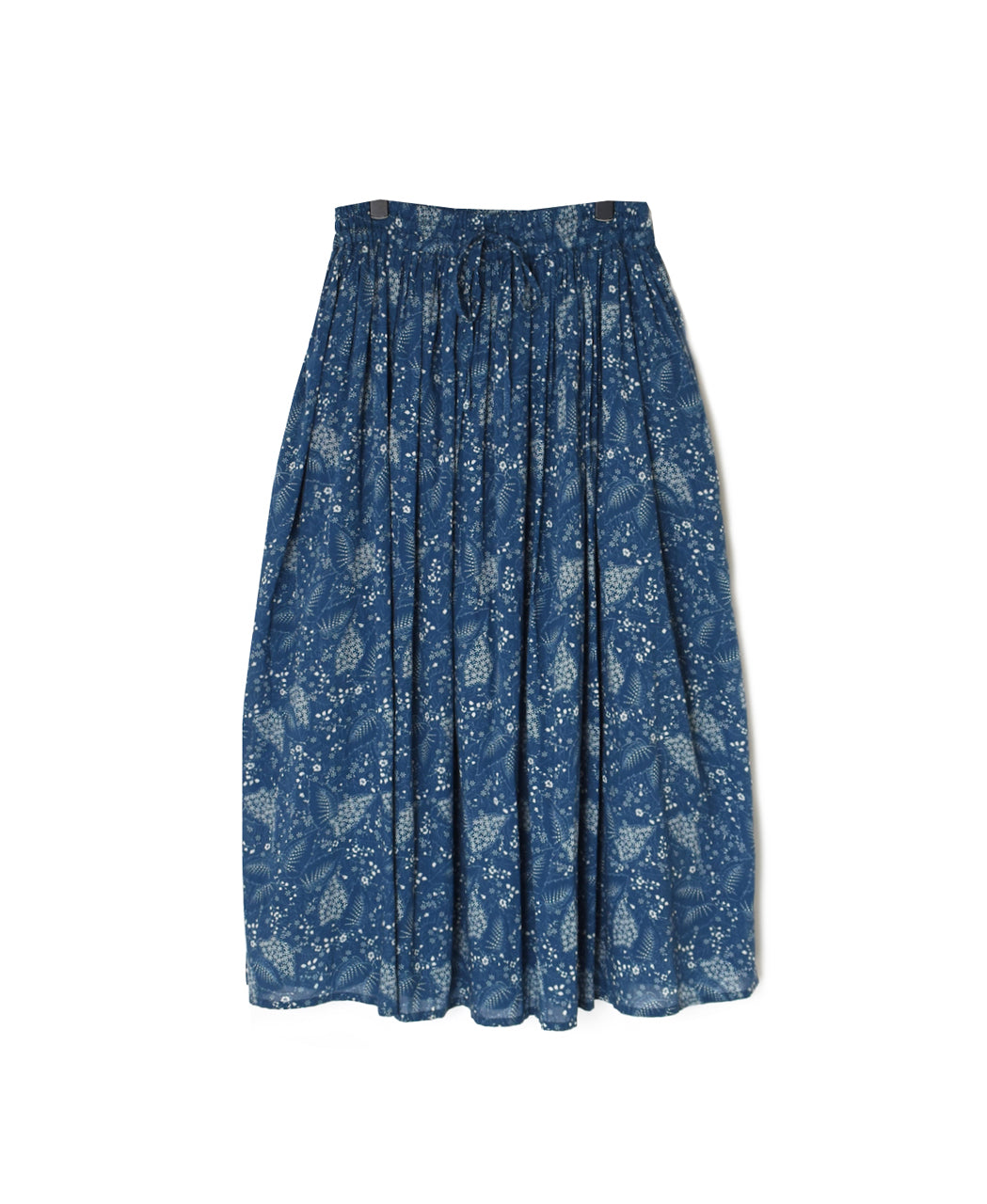 NSL26065 80s VOILE LEAF & FLOWER PRINT GATHERED SKIRT