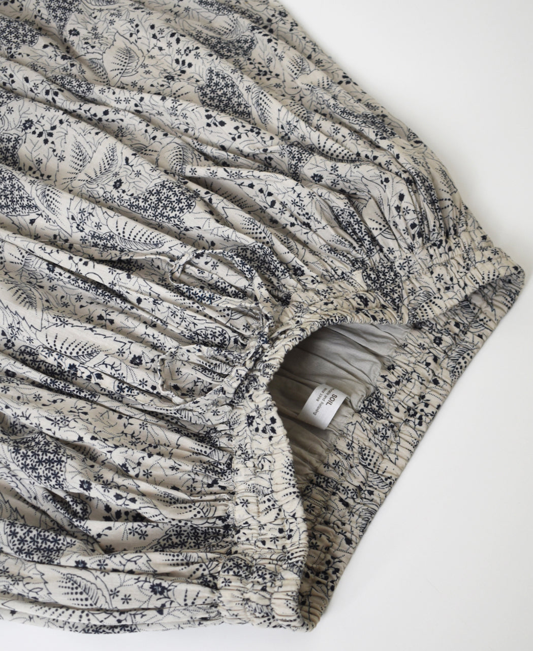 NSL26065 80s VOILE LEAF & FLOWER PRINT GATHERED SKIRT