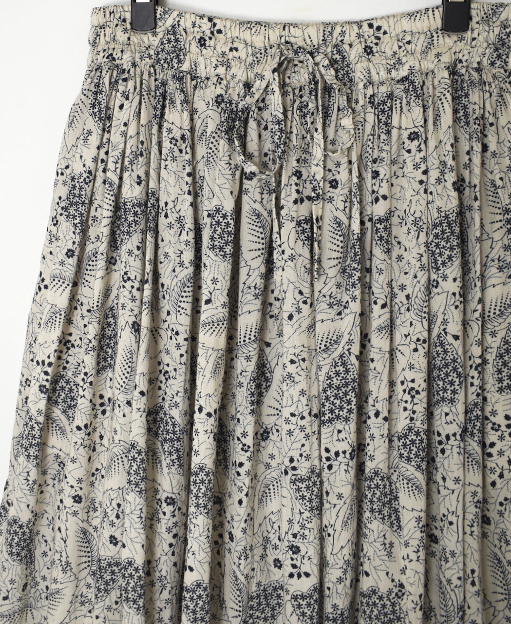 NSL26065 80s VOILE LEAF & FLOWER PRINT GATHERED SKIRT