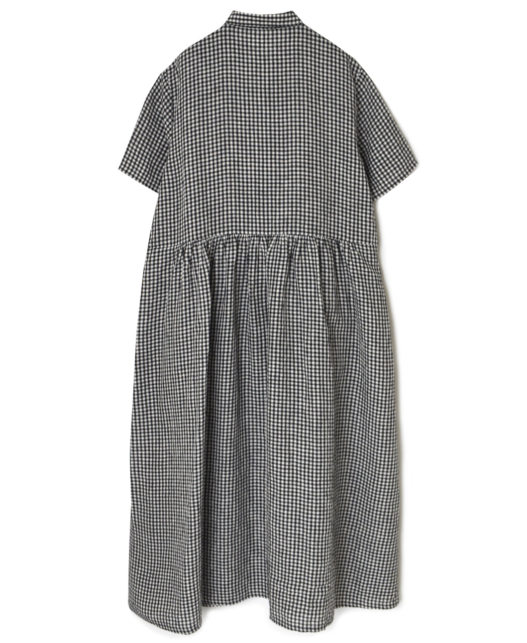 INSL26313 60s LINEN GINGHAM CHECK REGULAR COLLAR S/SL DRESS