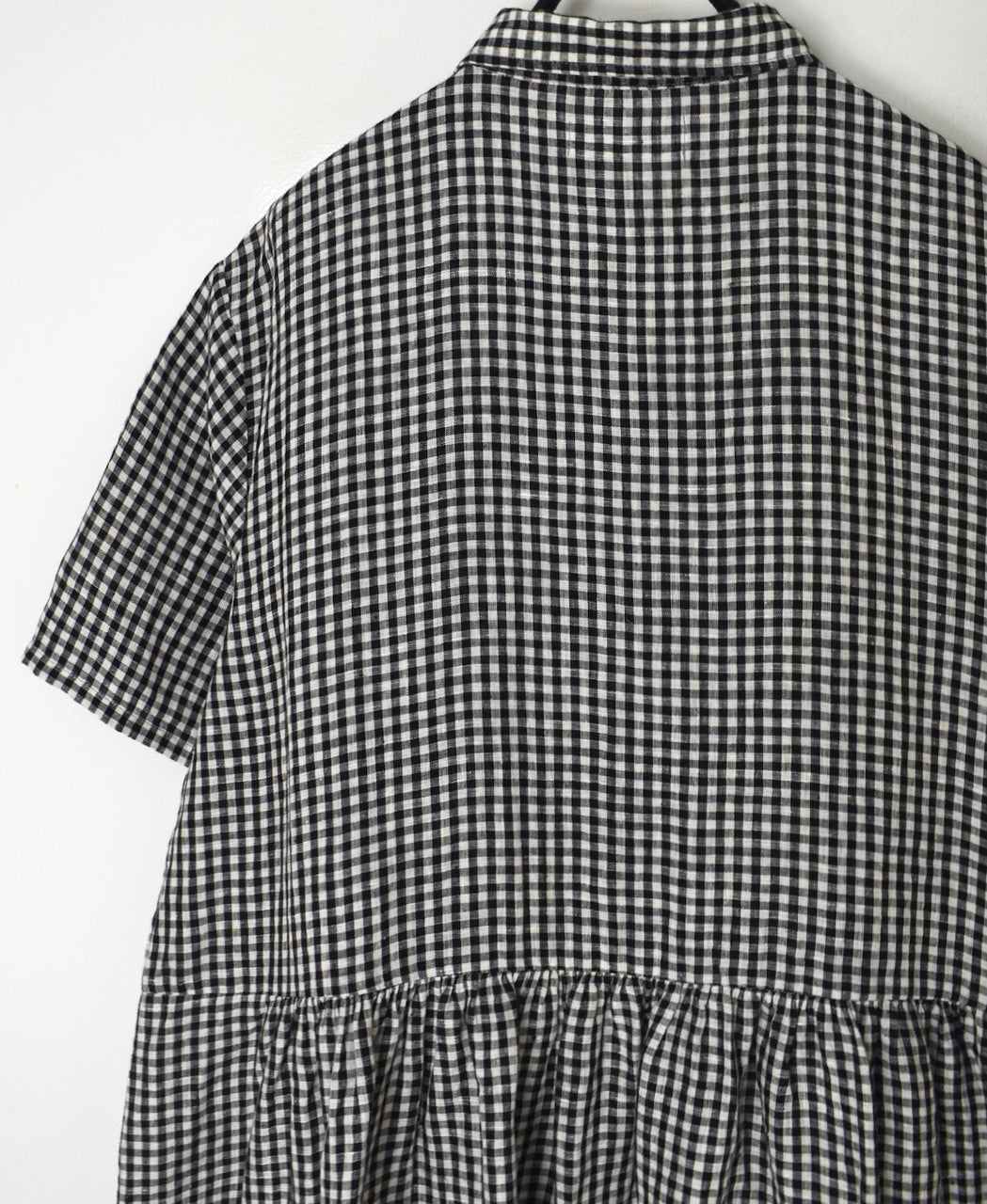INSL26313 60s LINEN GINGHAM CHECK REGULAR COLLAR S/SL DRESS