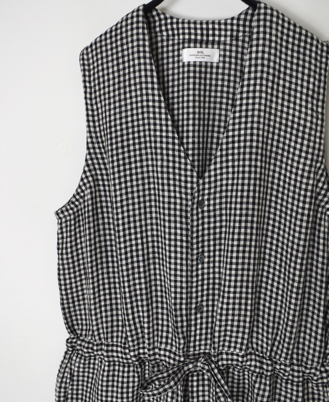 INSL26314 60s LINEN GINGHAM CHECK NO/SL OVERALLS