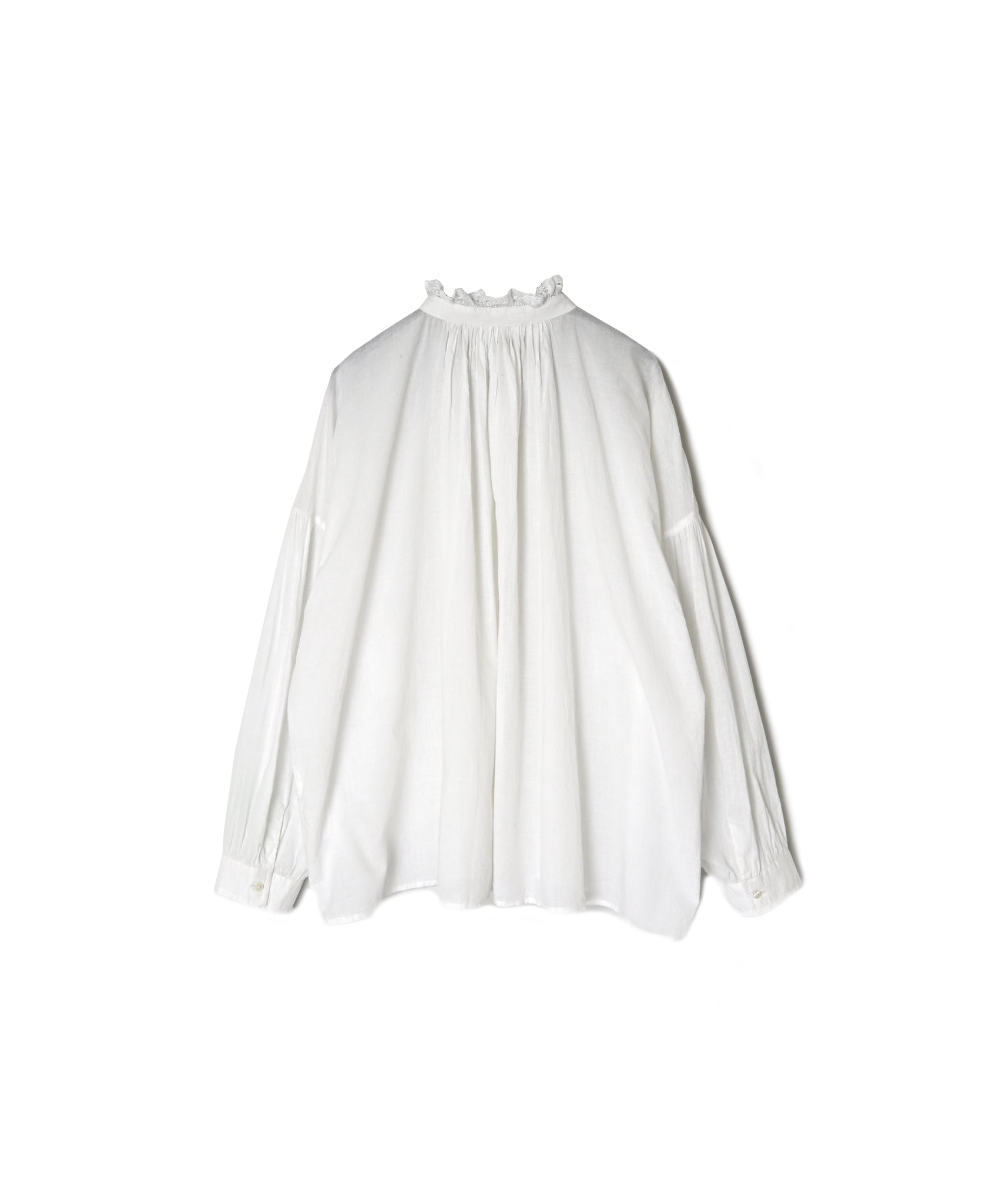 NSL26551 60s COTTON CAMBRIC PLAIN WITH LACE LACE FRILL COLLAR SHIRT