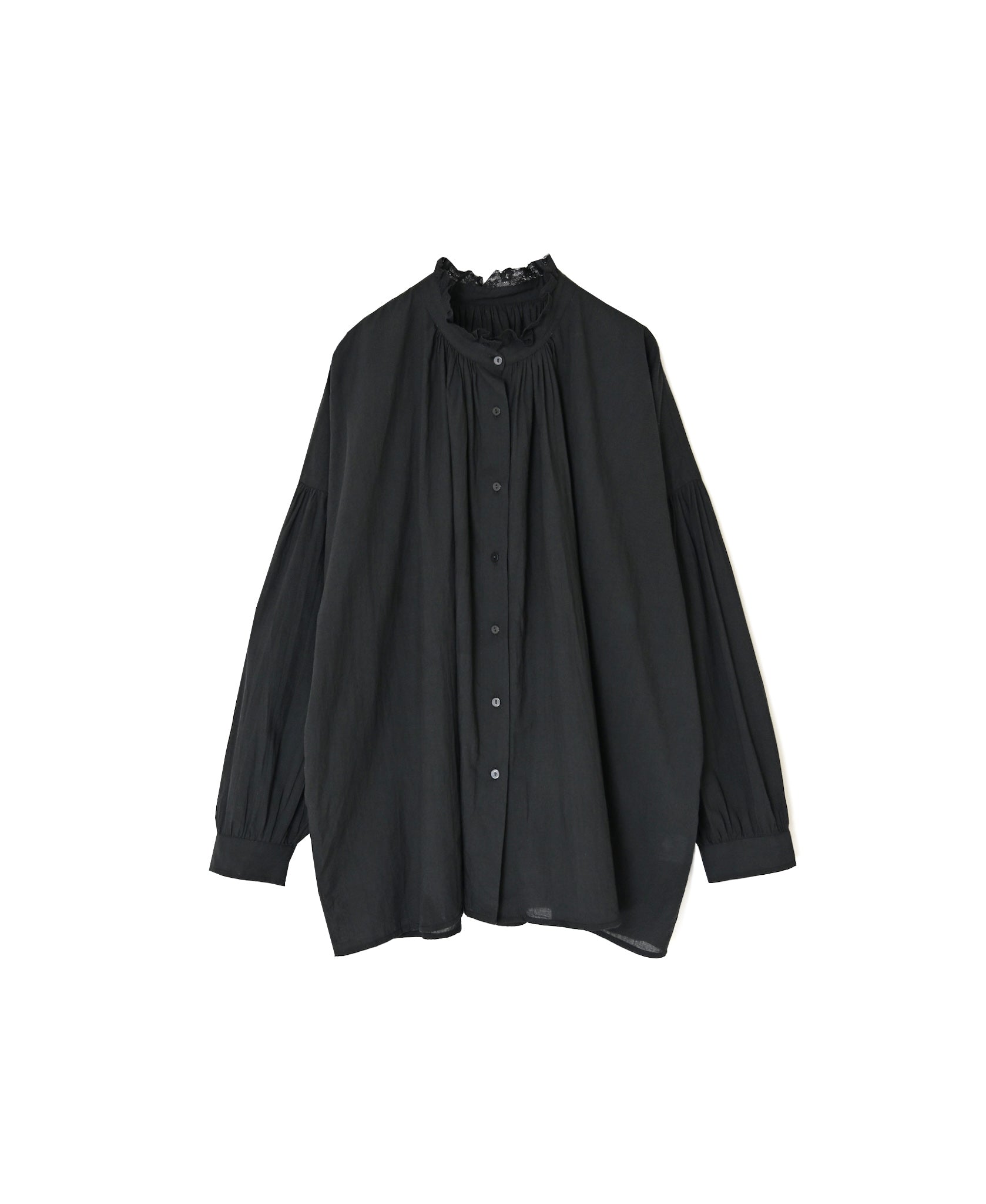 NSL26551 60s COTTON CAMBRIC PLAIN WITH LACE LACE FRILL COLLAR SHIRT