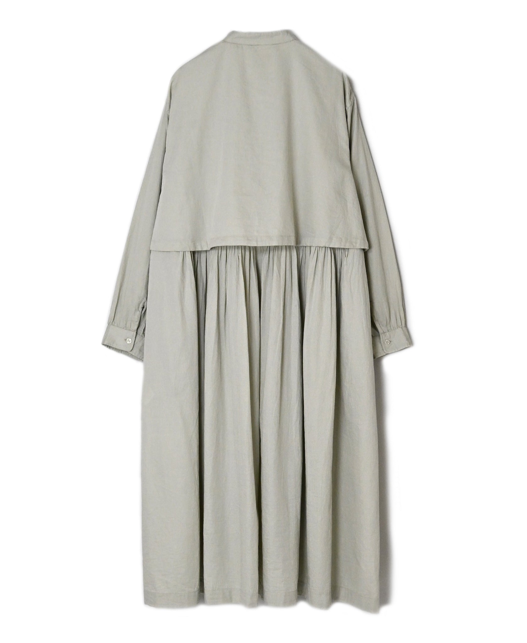 NSL26562 COTTON SATIN PLAIN BANDED COLLAR LAYERED DRESS